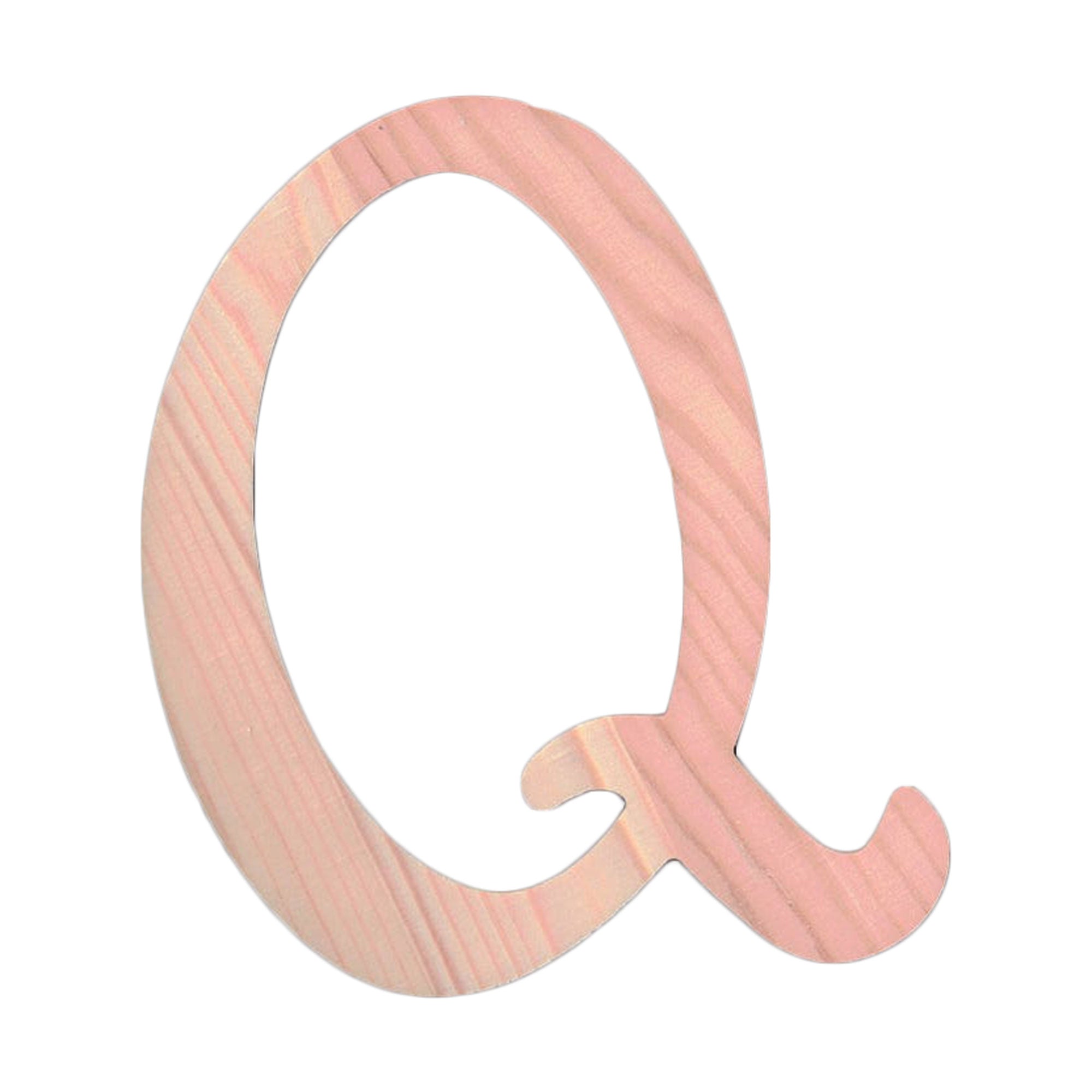 Unfinished Wooden Playball Italic Letter Q (6.25 Inches)