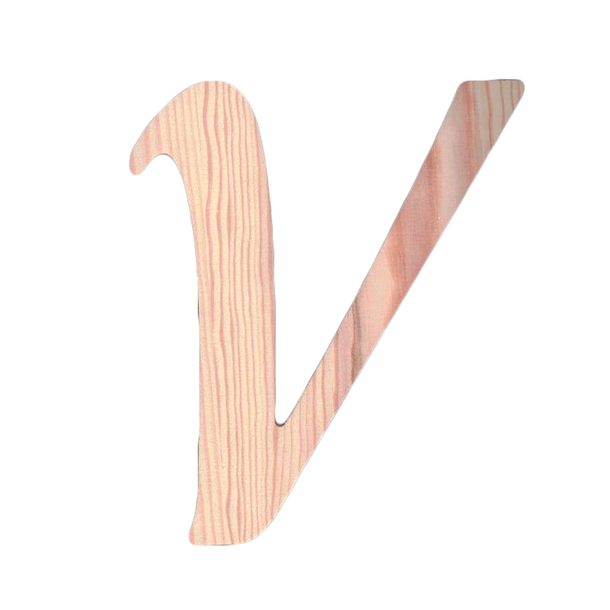 Unfinished Wooden Playball Italic Letter V (6.25 Inches)