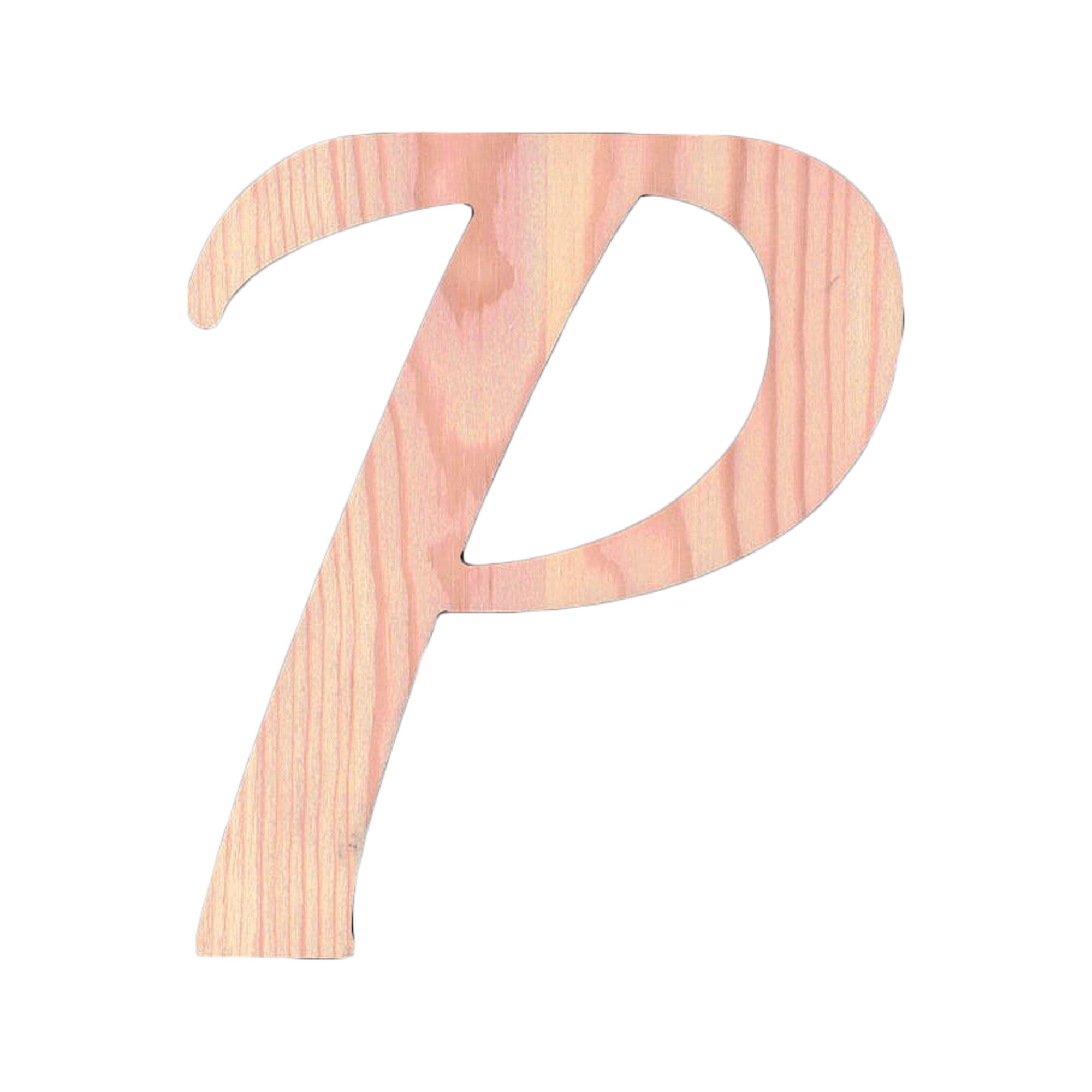 Unfinished Wooden Playball Italic Letter P (6.25 Inches)