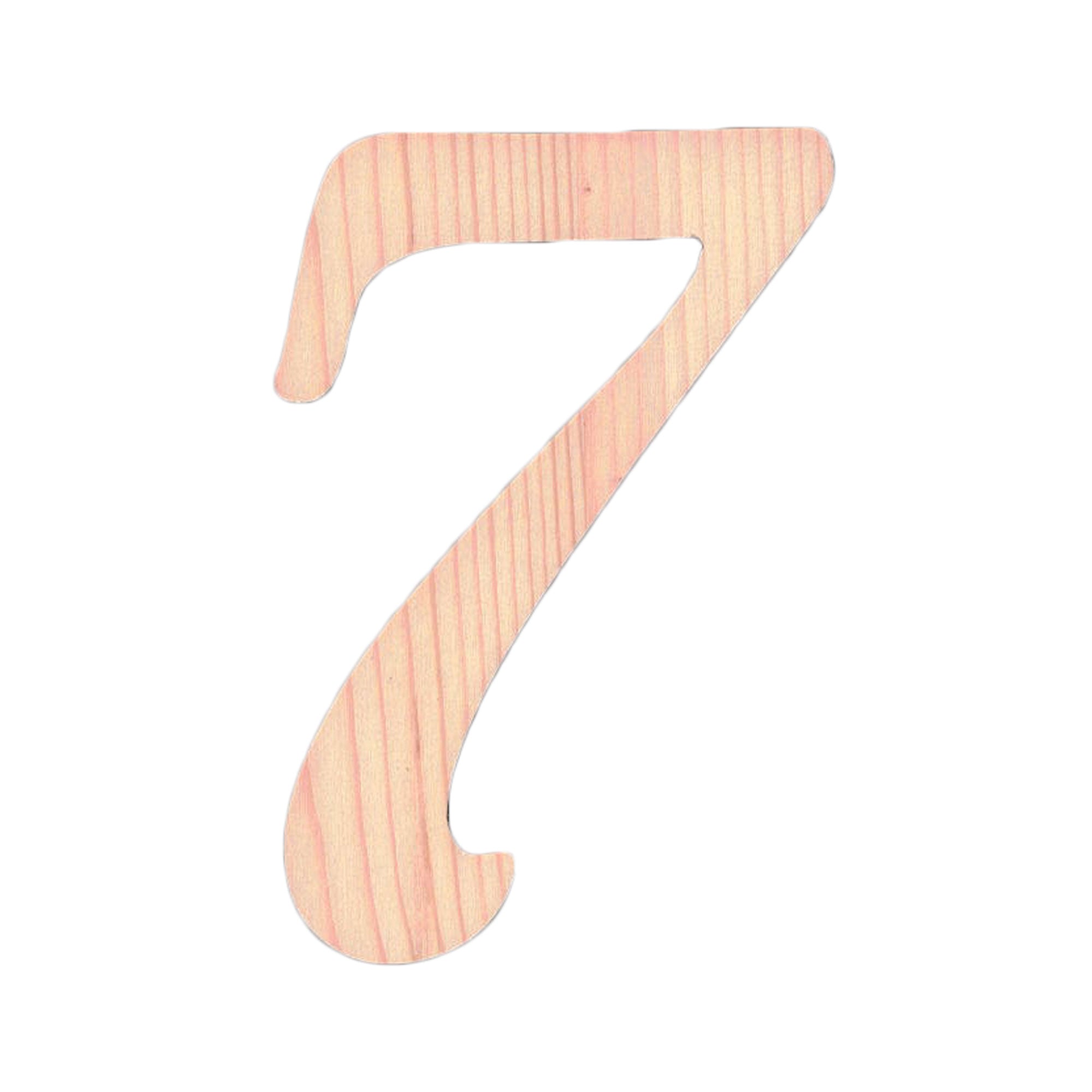 Unfinished Wooden Playball Italic Number 7 (6.25 Inches)