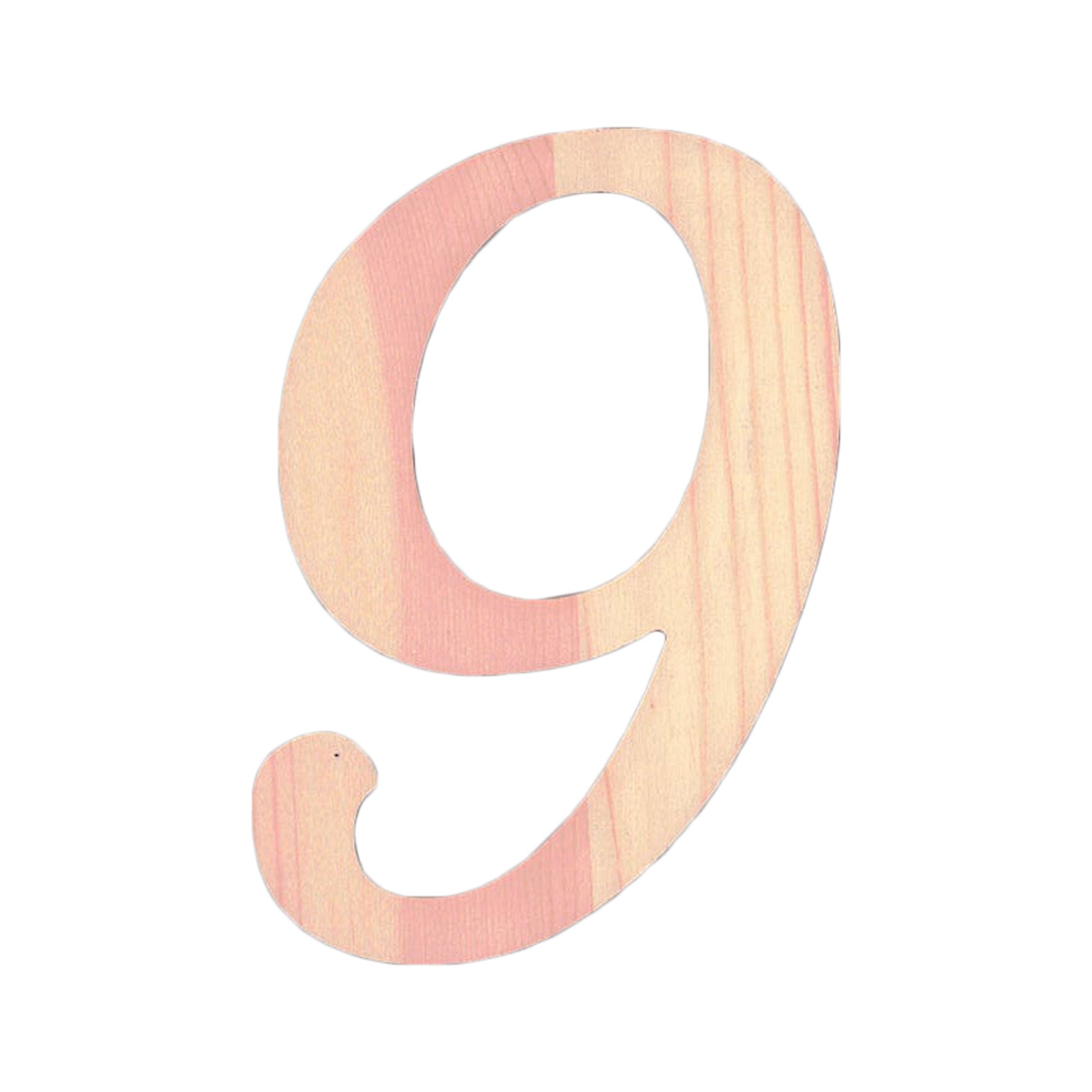 Unfinished Wooden Playball Italic Number 9 (6.25 Inches)