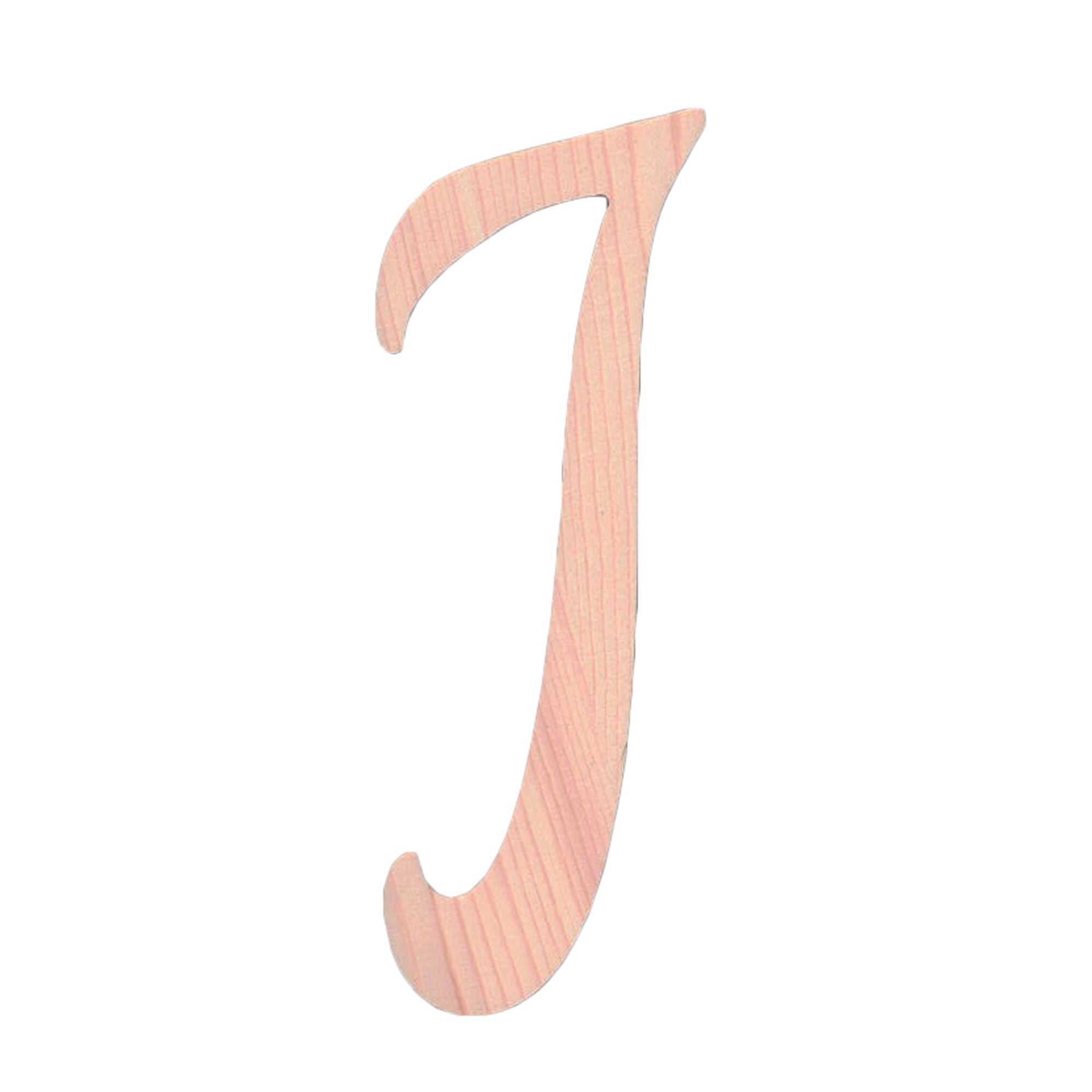 Unfinished Wooden Playball Italic Letter J (6.25 Inches)