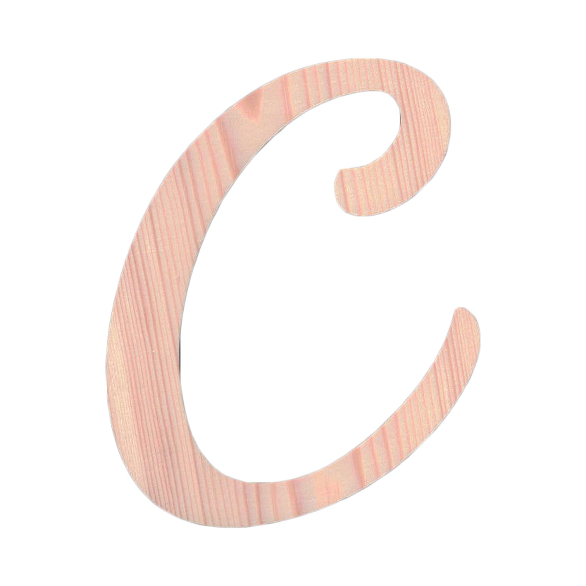 Unfinished Wooden Playball Italic Letter C (6.25 Inches)