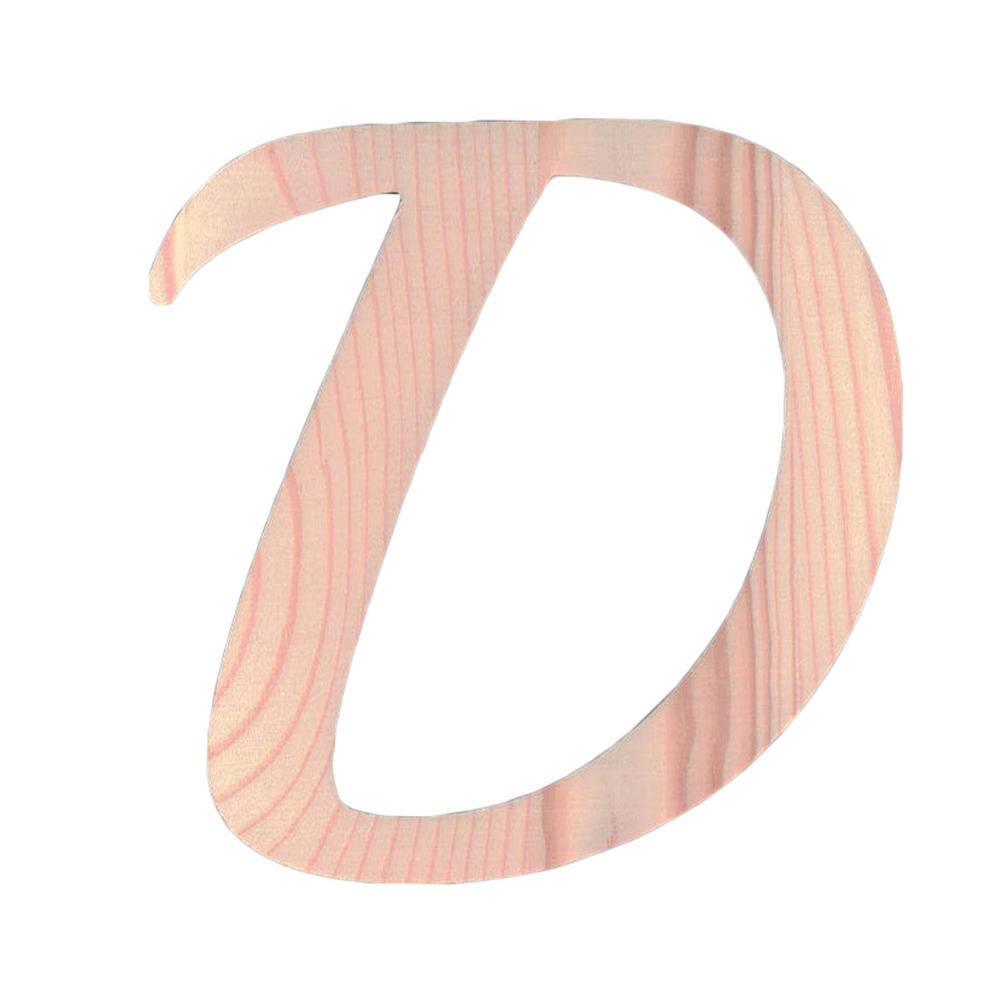 Unfinished Wooden Playball Italic Letter D (6.25 Inches)