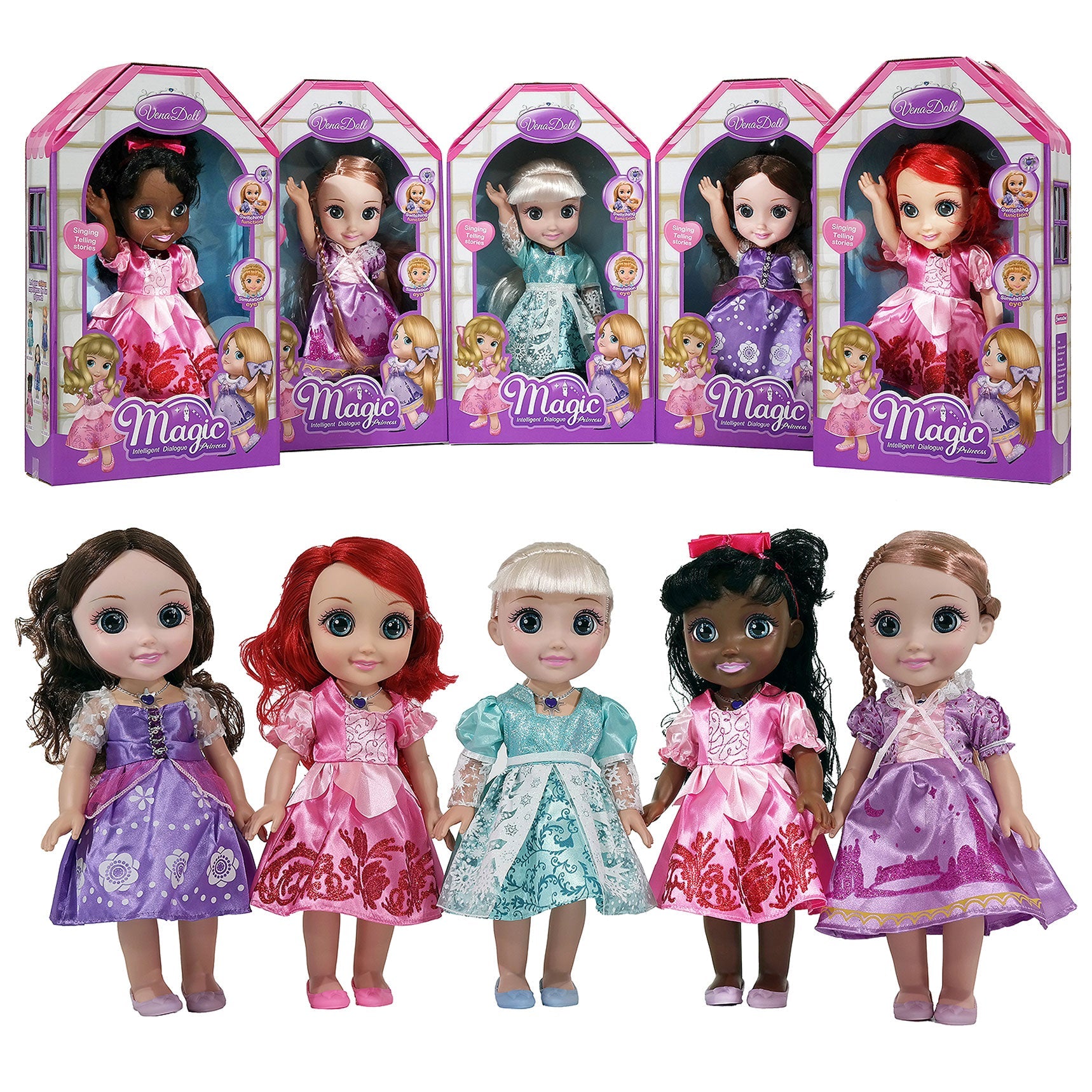 Magic Princess Talking Interactive Play Doll With Carrying Case And Accessories  | Brown Hair