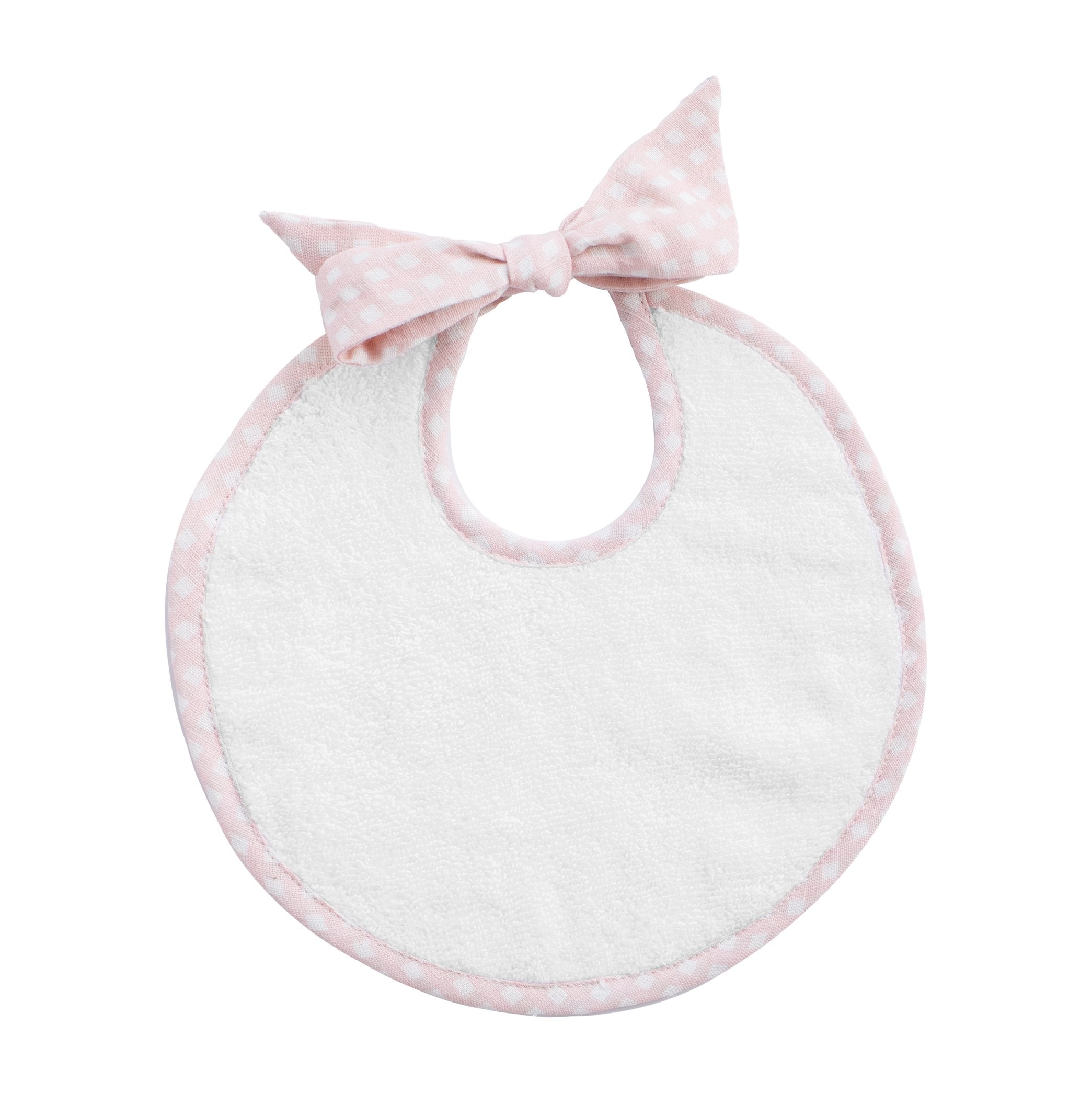 Heart Monogram Newborn Bib | Dusty Pink Gingham