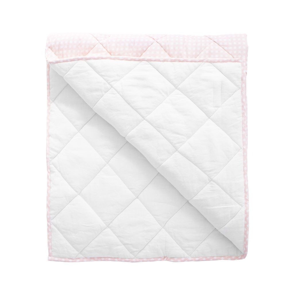 Play Mat | Dusty Pink Gingham And White Linen, Reversible