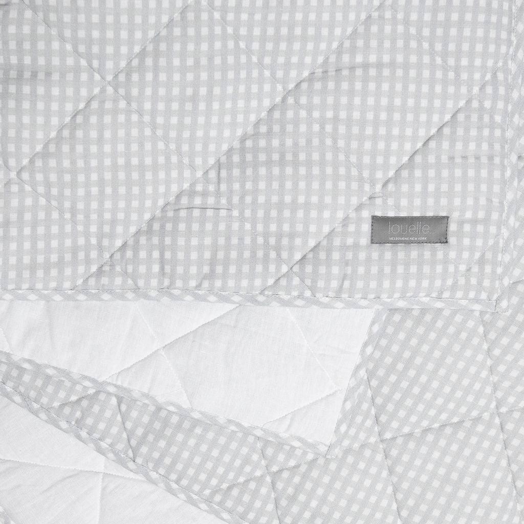 Play Mat | Grey Gingham And White Linen