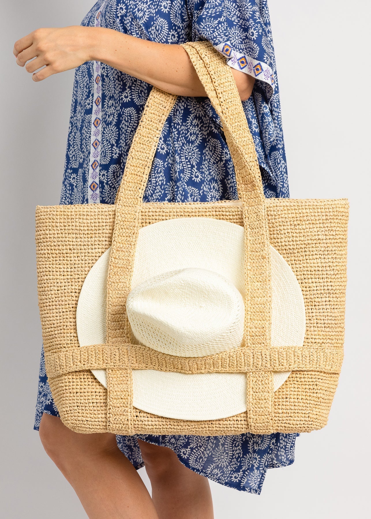 The Original Straw Traveler Bag- Toast Stripe