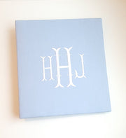 Baby Memory Book - Blue Linen (w/o Bow)
