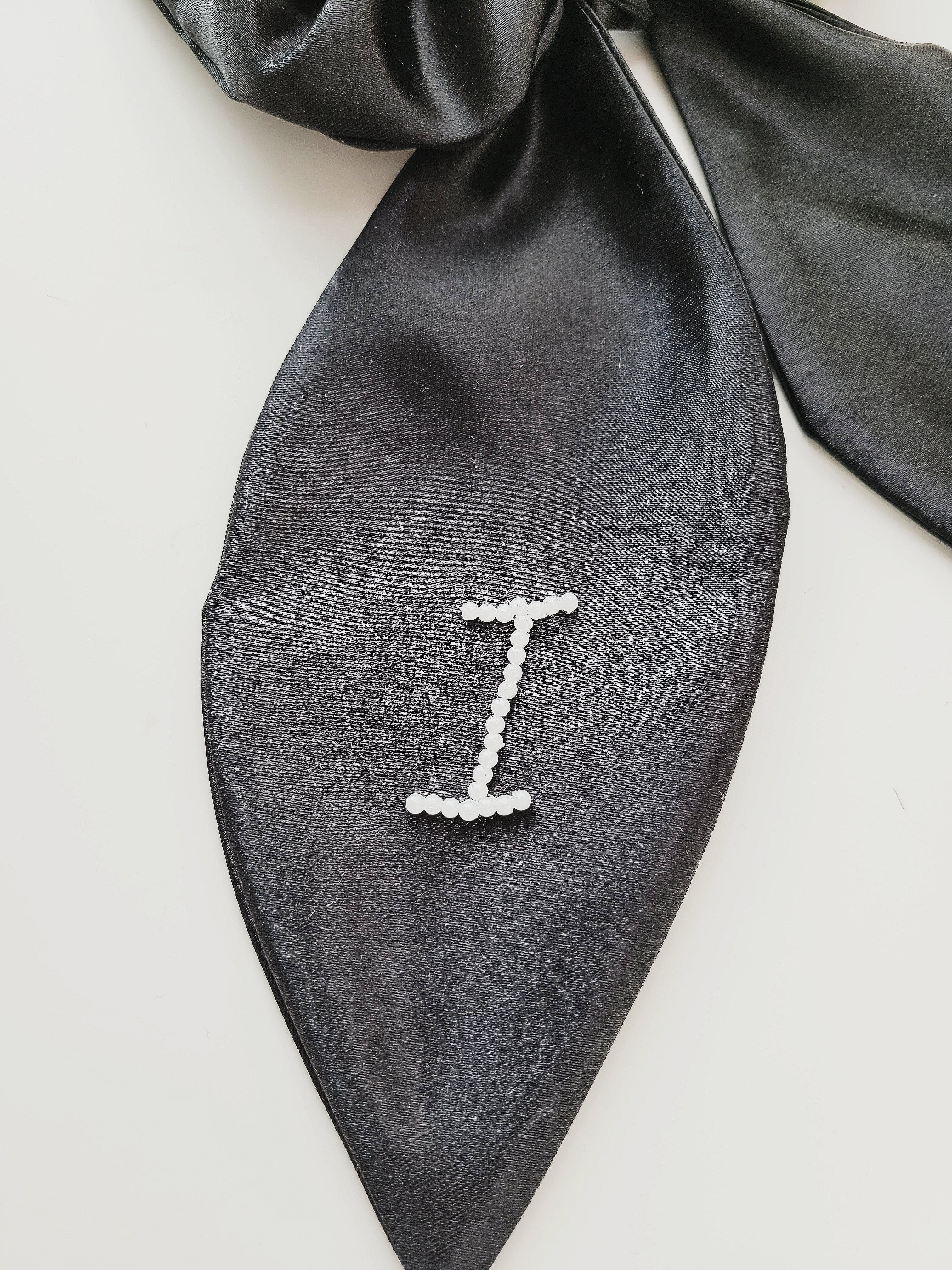 Black Personalized Scrunchie With Pearls