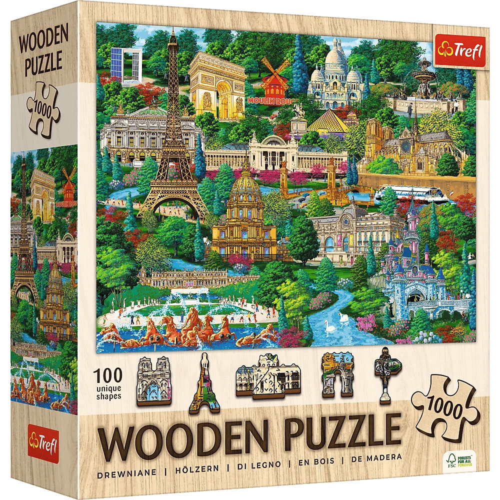 Wood France - Famous Places 1000 Piece Wooden Puzzle