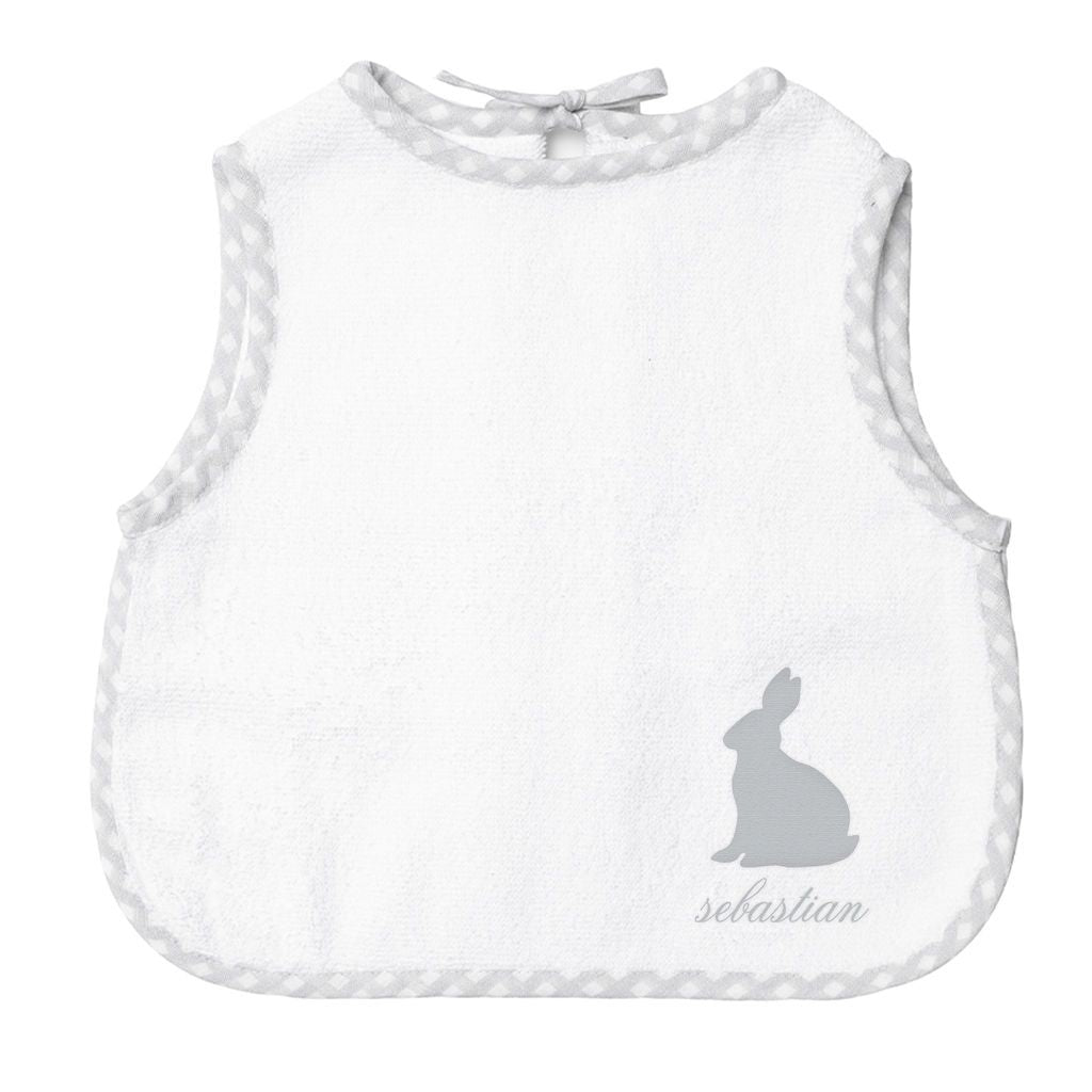 Easter Monogram Apron Bib | Grey Gingham