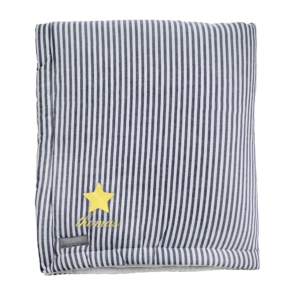 Monogrammed  Play Mat | Harbor Island Stripe And White Linen, Reversible