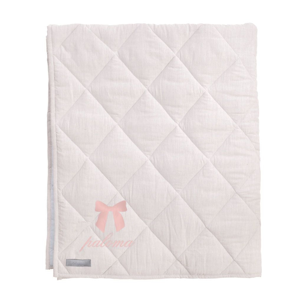 Monogrammed Play Mat | Blossom Pink And White Linen, Reversible