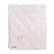 Monogrammed Play Mat | Blossom Pink And White Linen, Reversible