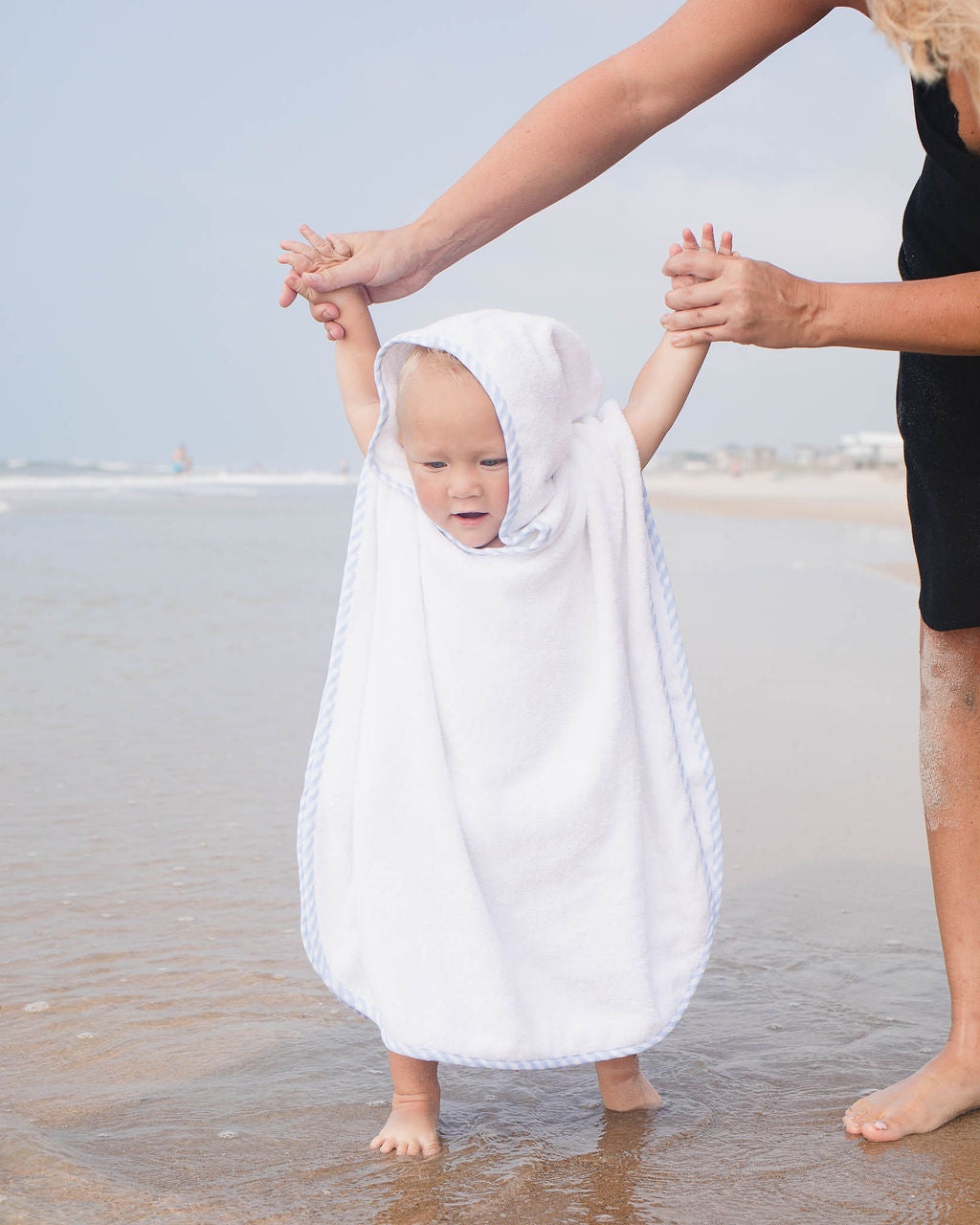 Terry Poncho | Pale Blue Gingham