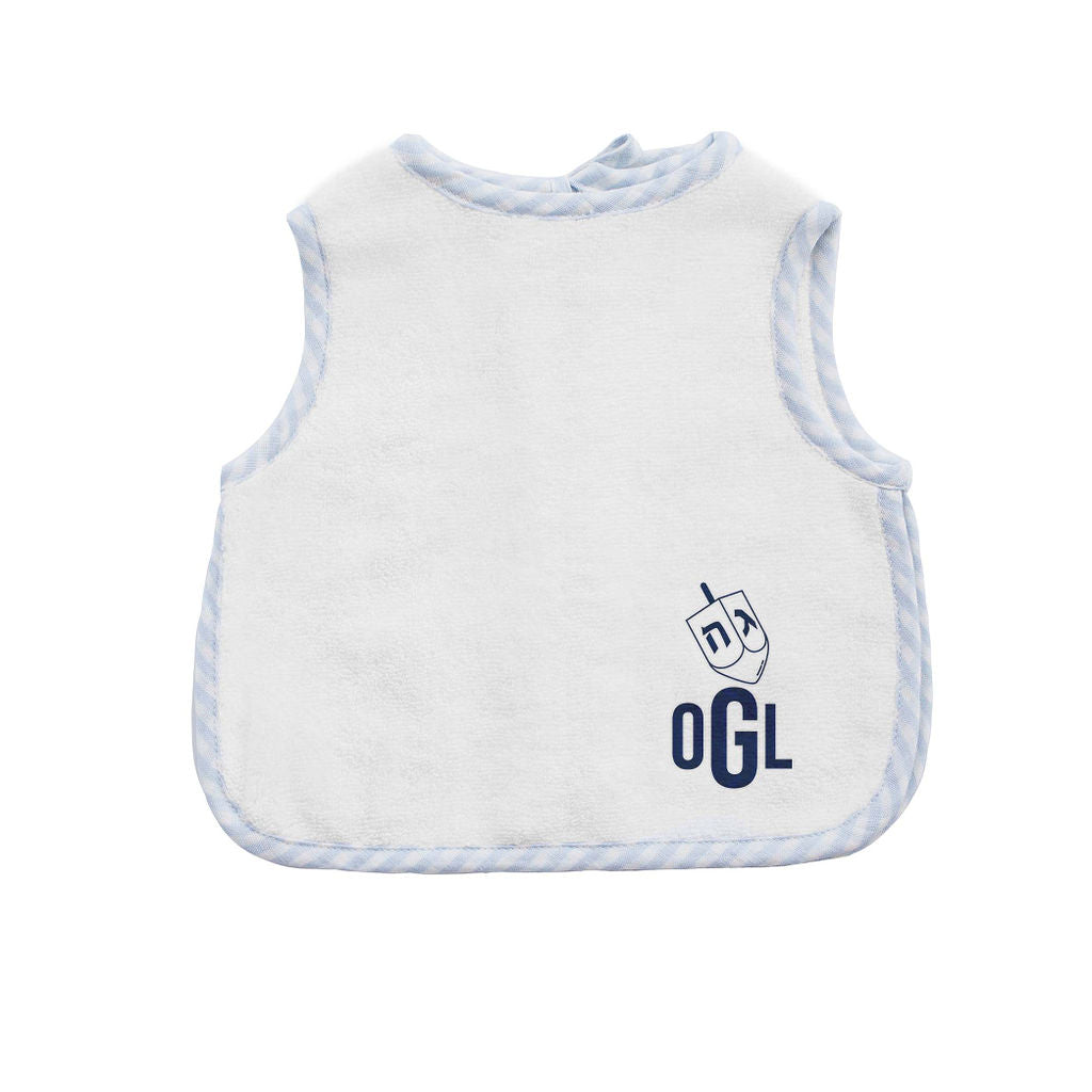 Hanukkah Apron Bib Pale Blue Gingham