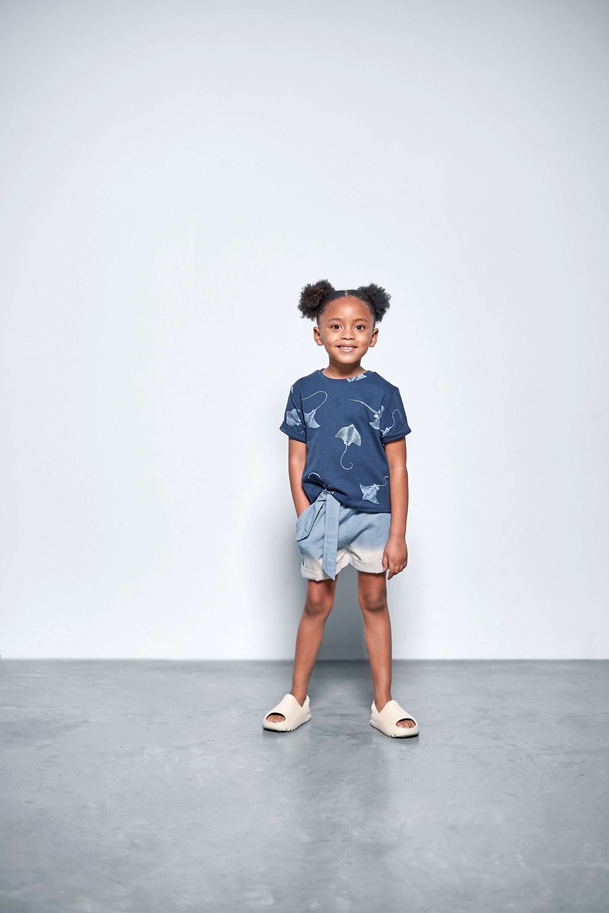 Girls Denim Shorts With Belt | Light Blue