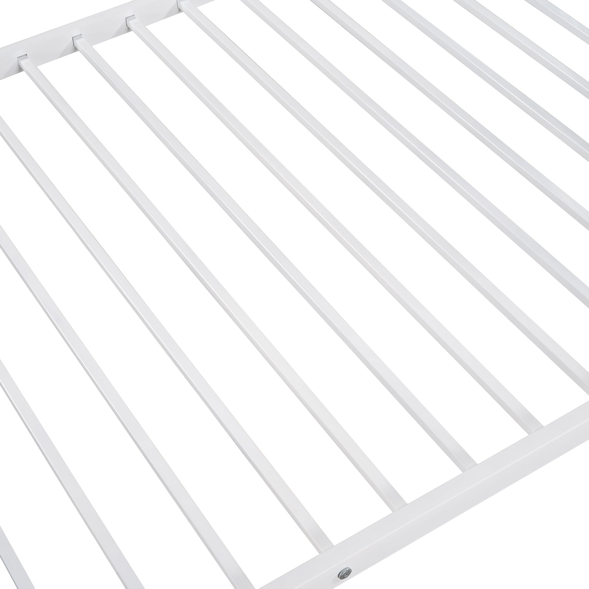 Twin Over Twin Metal Bunk Bed (White)