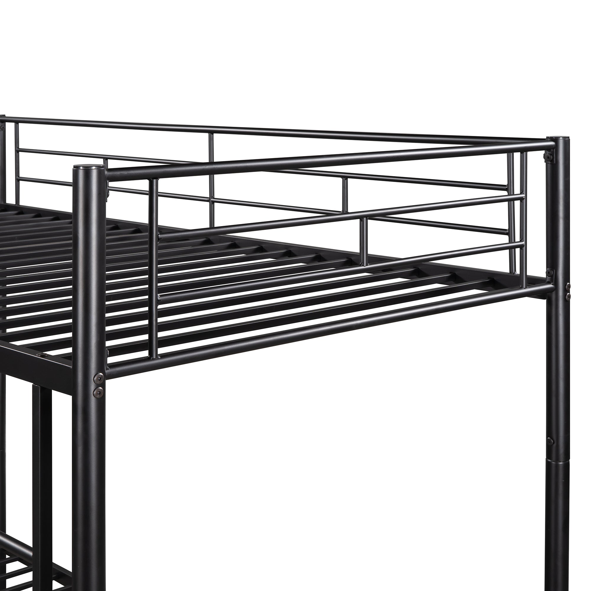 Twin Over Twin Metal Bunk Bed (Black)