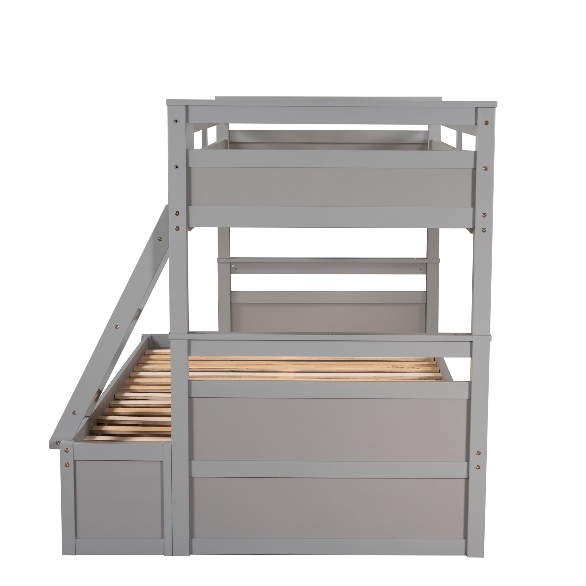 Twin over Full Bunk Bed with Storage - Gray