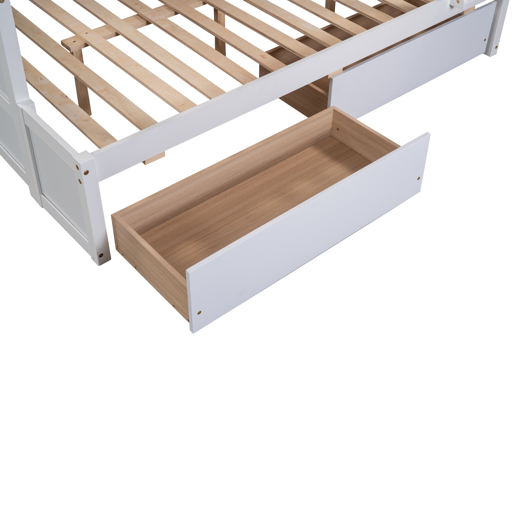 Twin over Full Bunk Bed with Storage - White