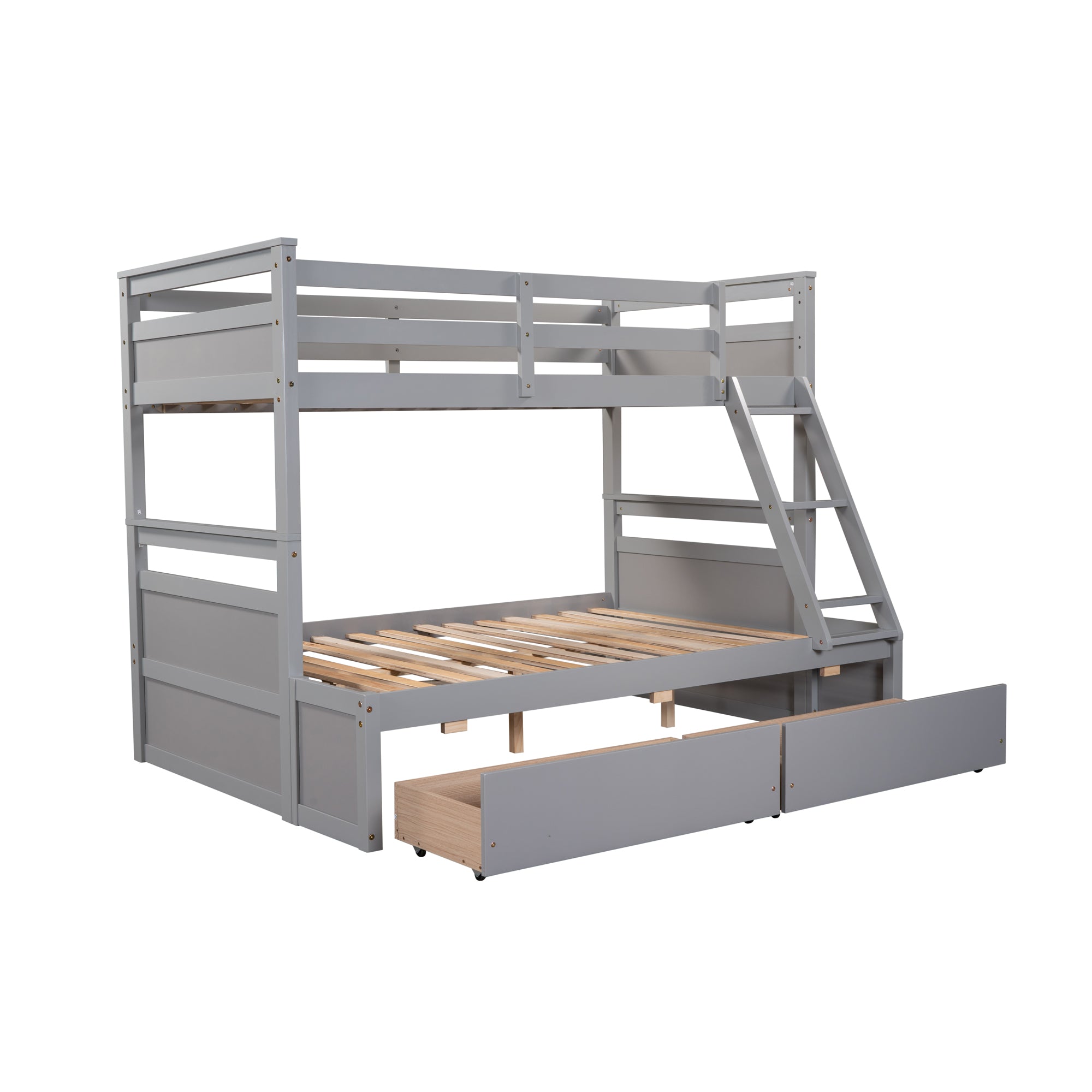 Twin over Full Bunk Bed with Storage - Gray