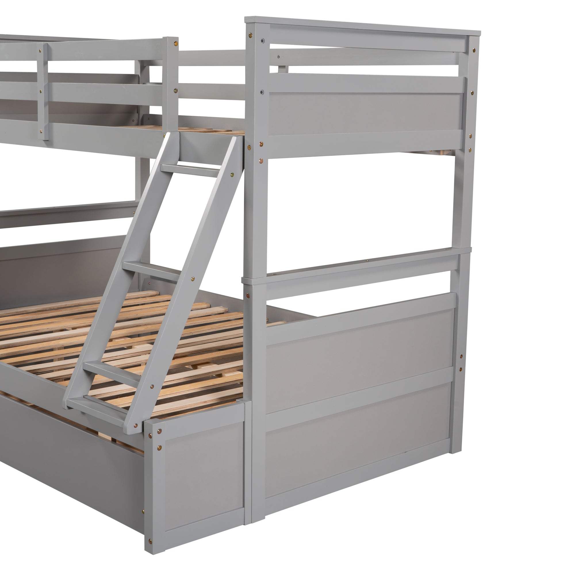 Twin over Full Bunk Bed with Storage - Gray