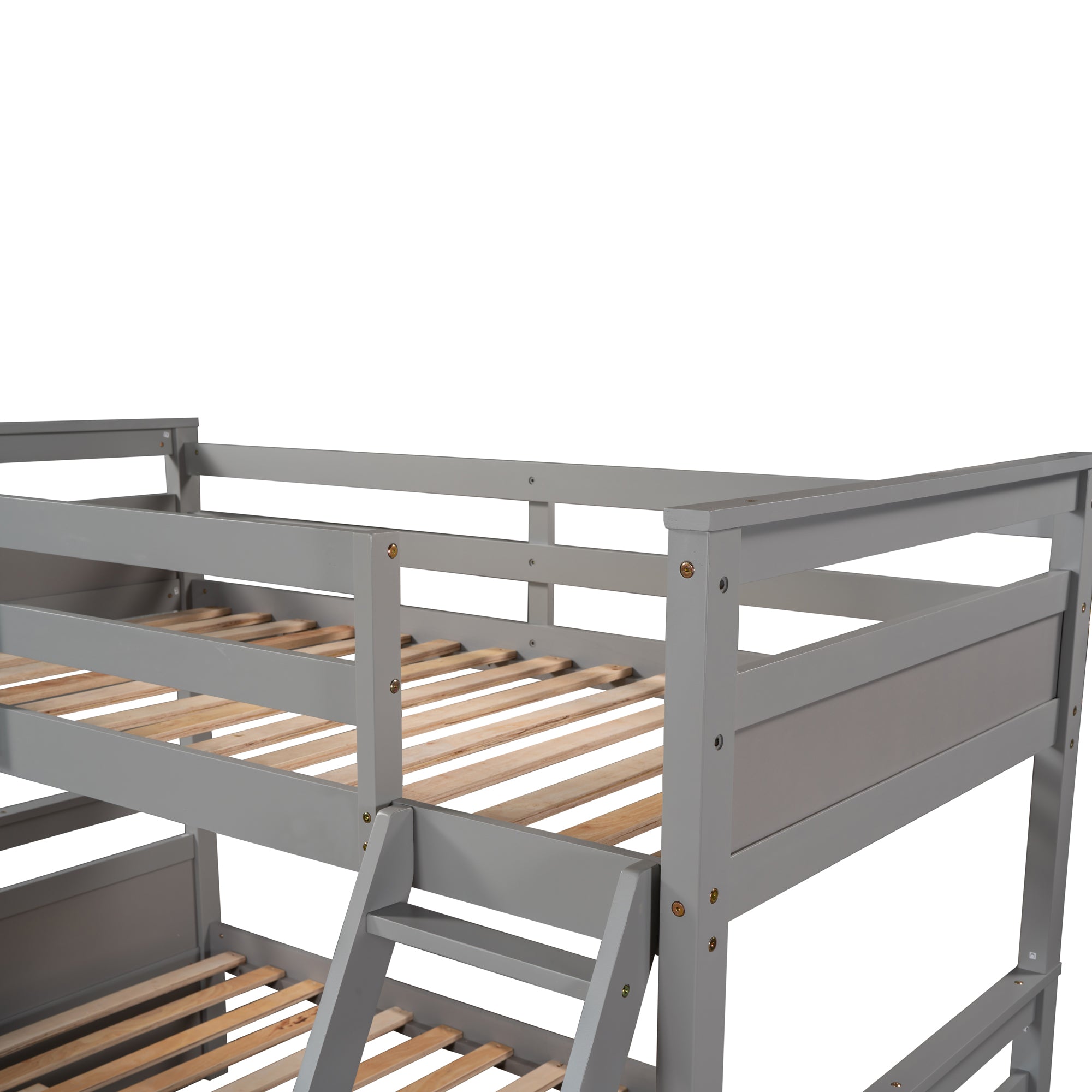 Twin over Full Bunk Bed with Storage - Gray