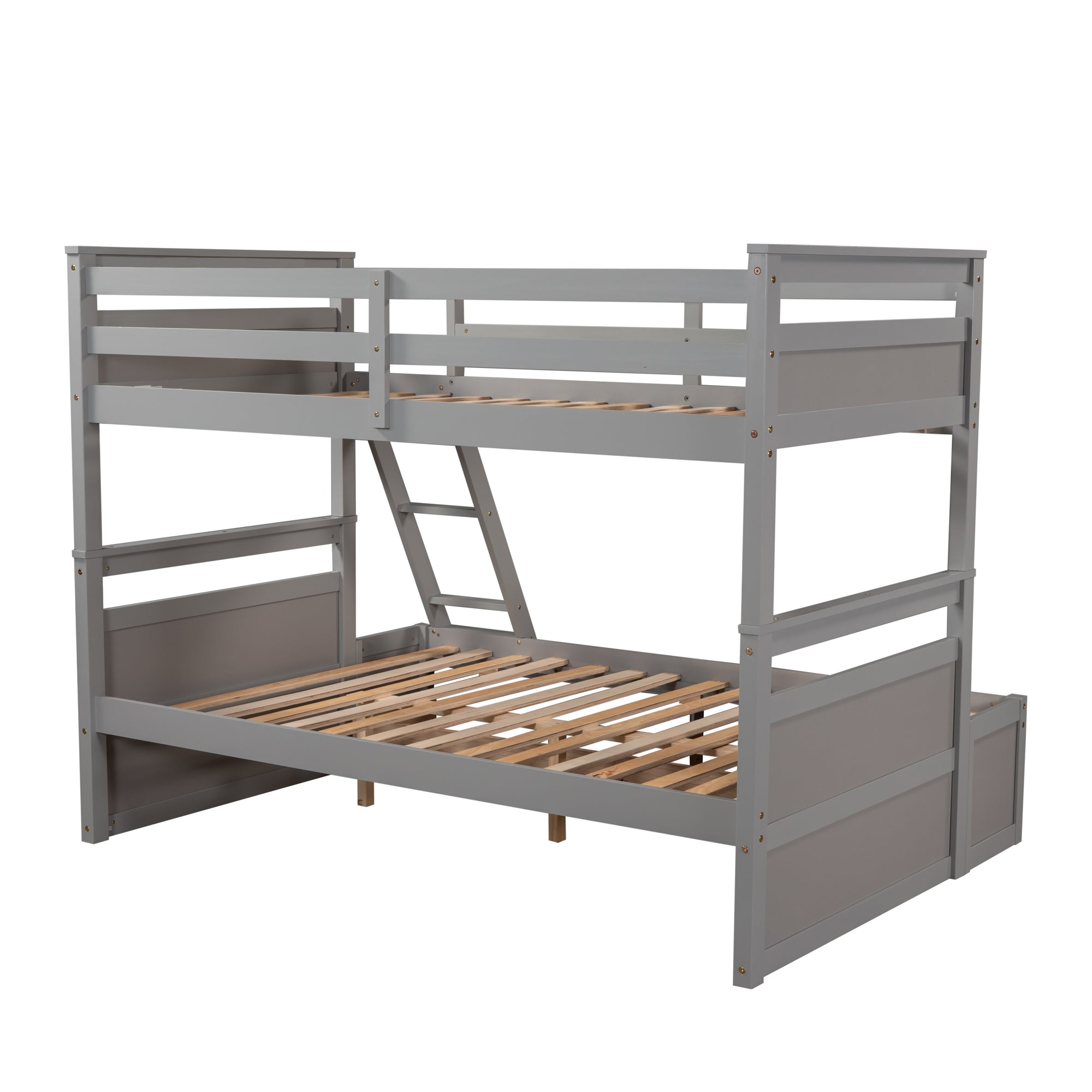 Twin over Full Bunk Bed with Storage - Gray