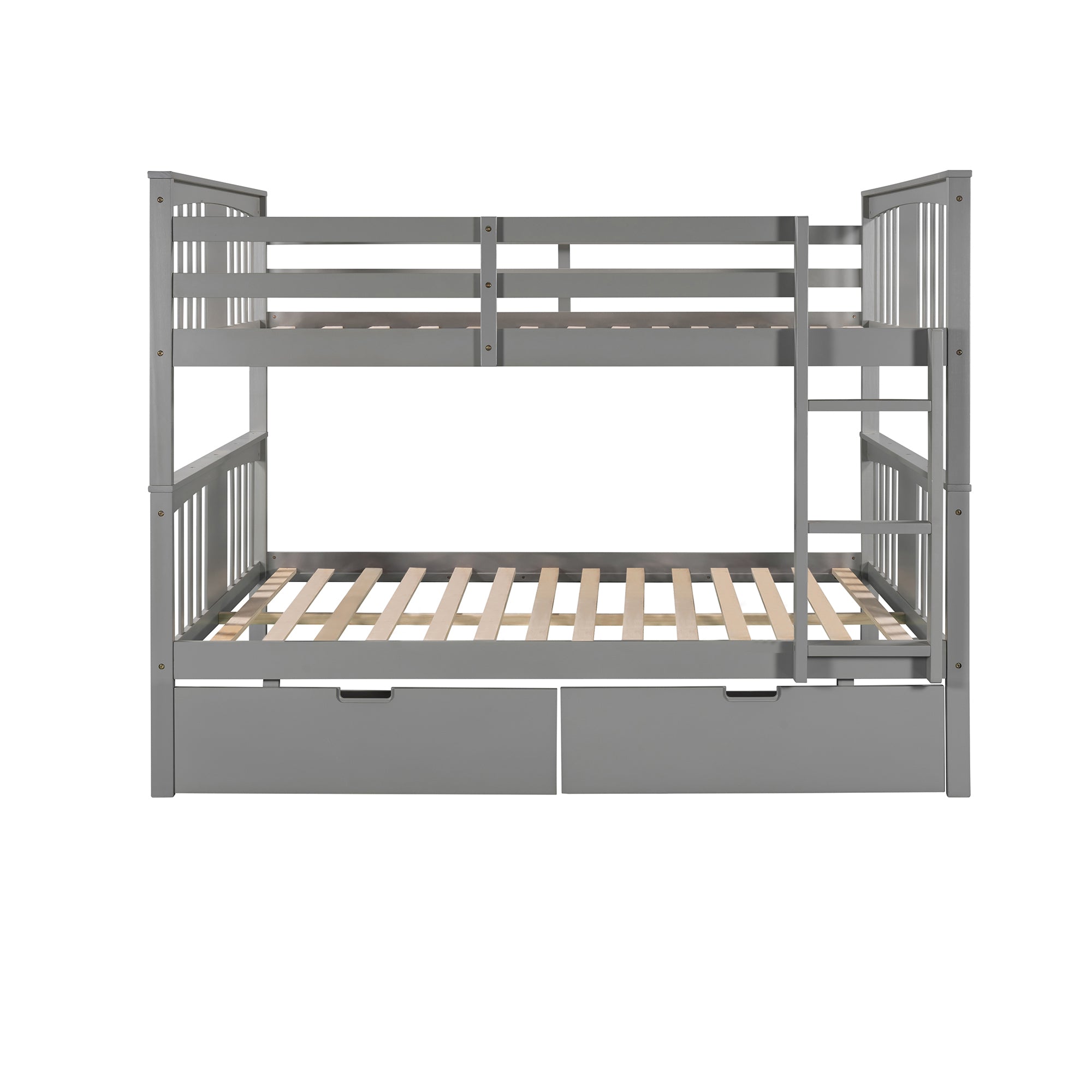 Full over Full Bunk Bed with Drawers and Ladder for Bedroom, Guest Room Furniture-Gray