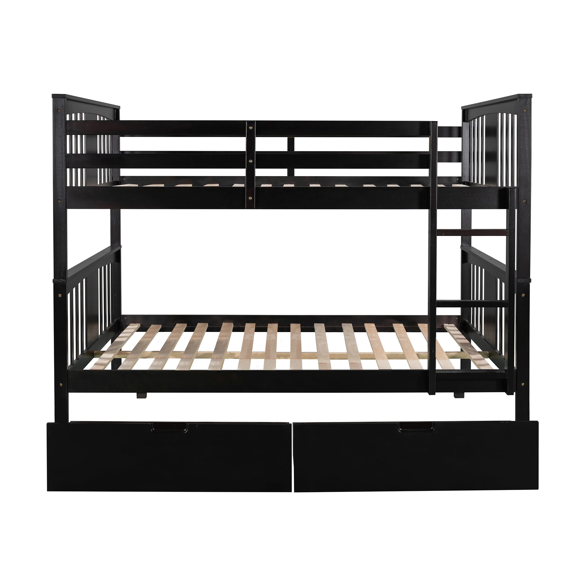 Full over Full Bunk Bed with Drawers and Ladder for Bedroom, Guest Room Furniture-Espresso