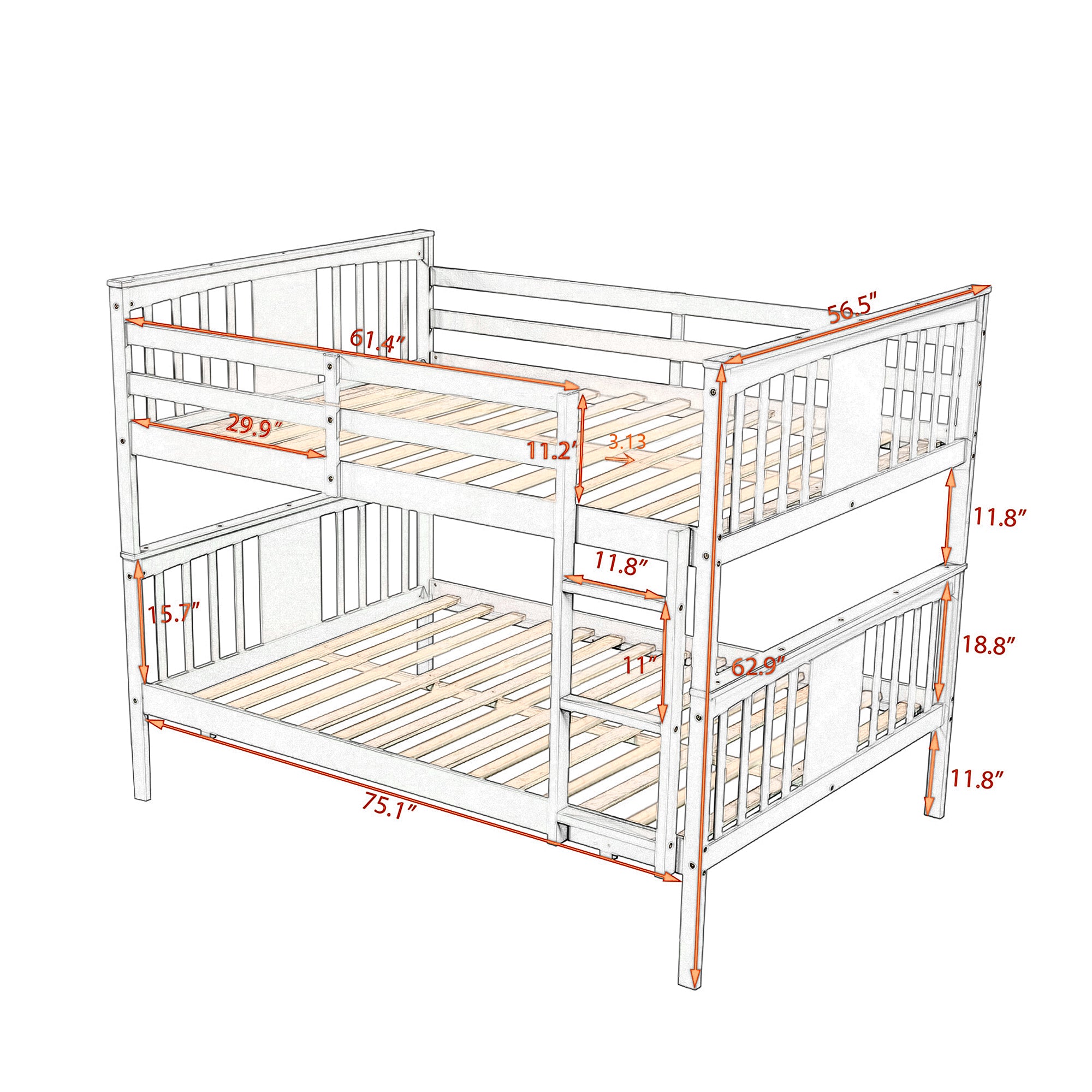 Full over Full Bunk Bed with Ladder for Bedroom, Guest Room Furniture-Espresso