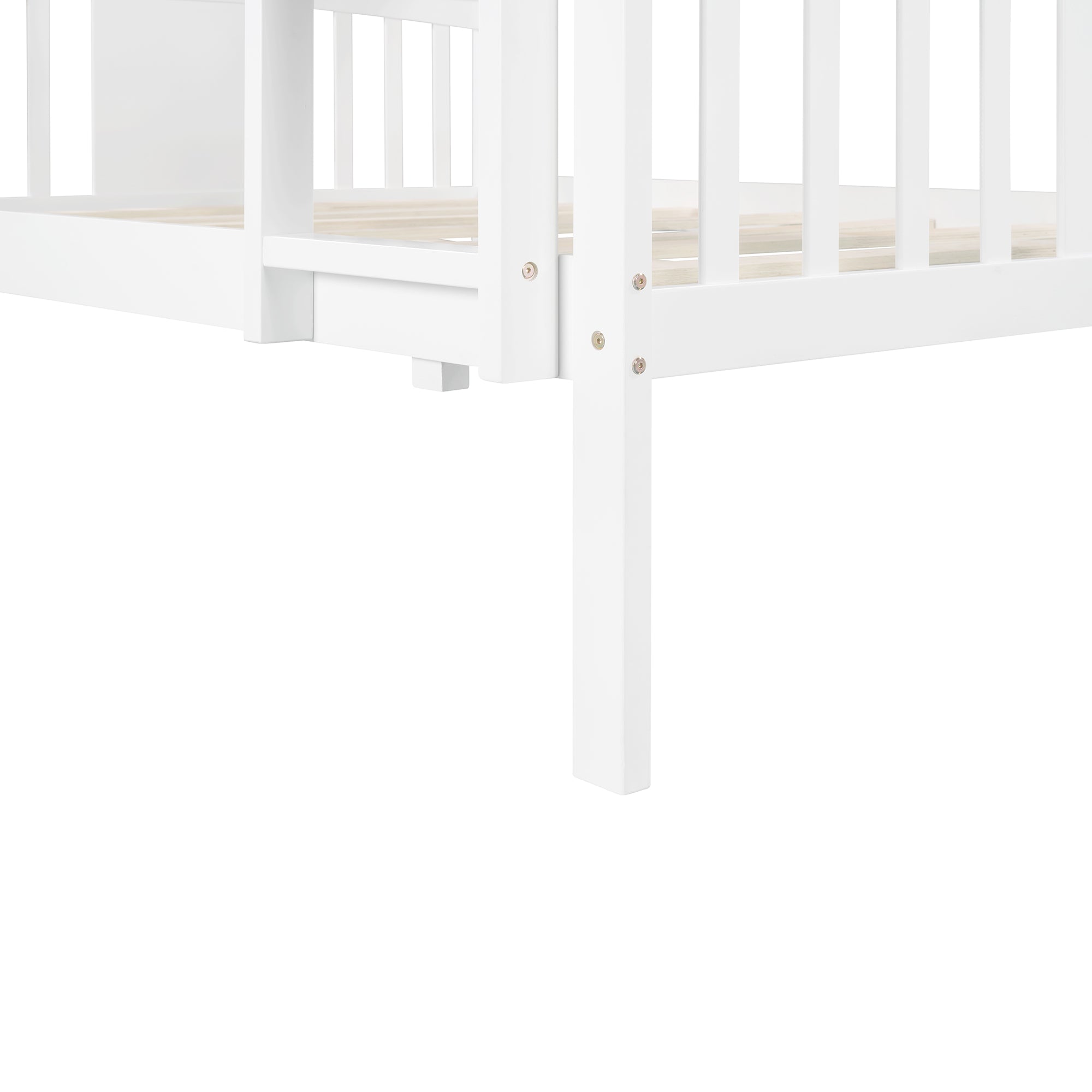 Full over Full Bunk Bed with Ladder for Bedroom, Guest Room Furniture-White