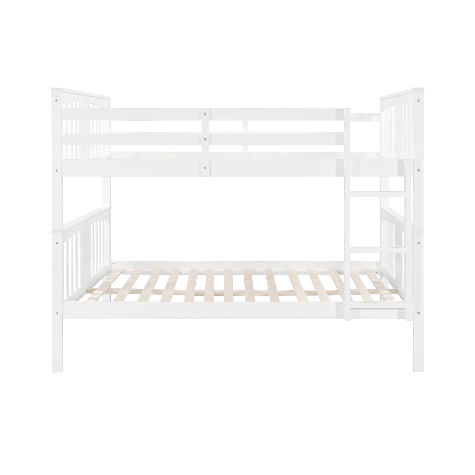 Full over Full Bunk Bed with Ladder for Bedroom, Guest Room Furniture-White