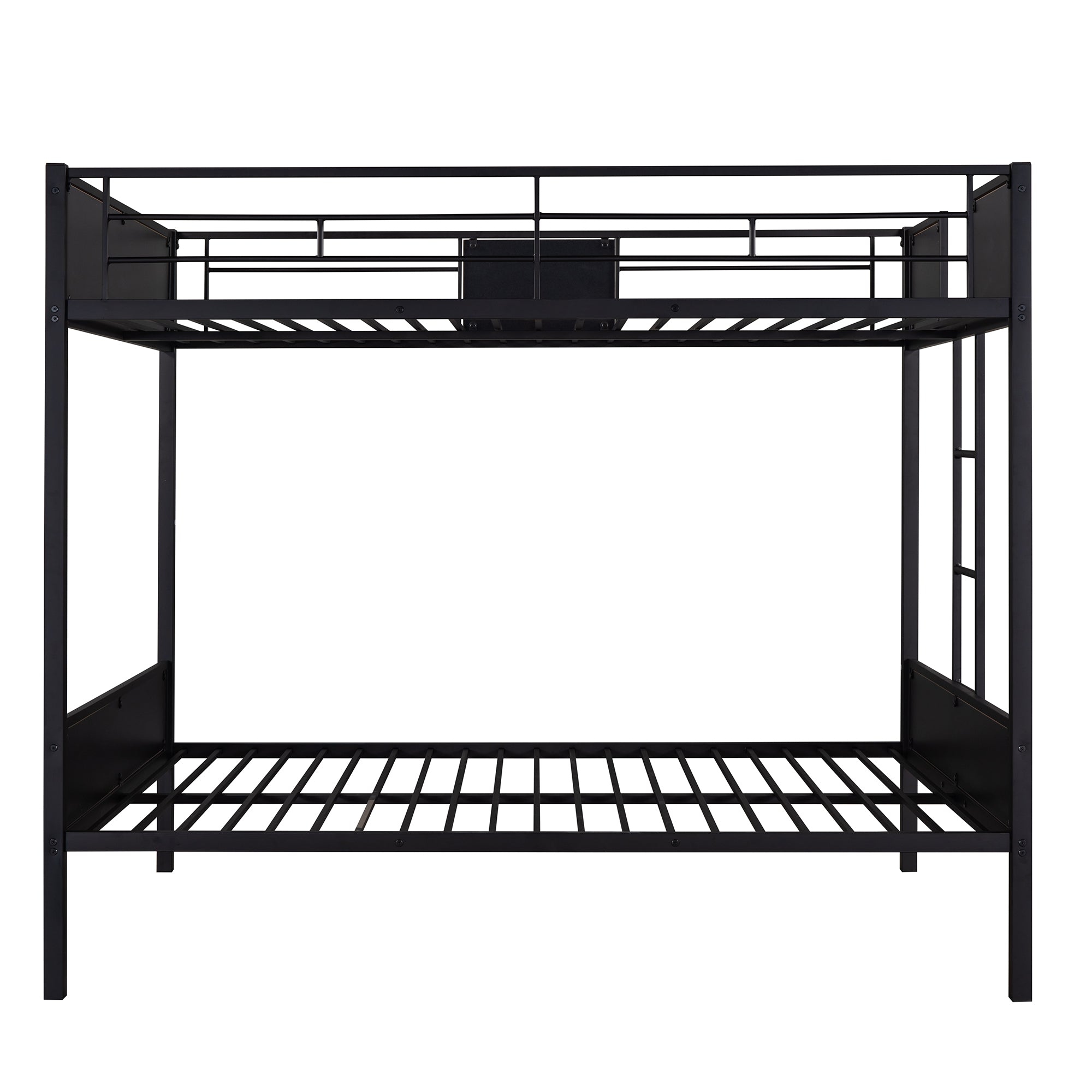 Full-over-full bunk bed modern style steel frame bunk bed with safety rail, built-in ladder for bedroom, dorm, boys, girls, adults