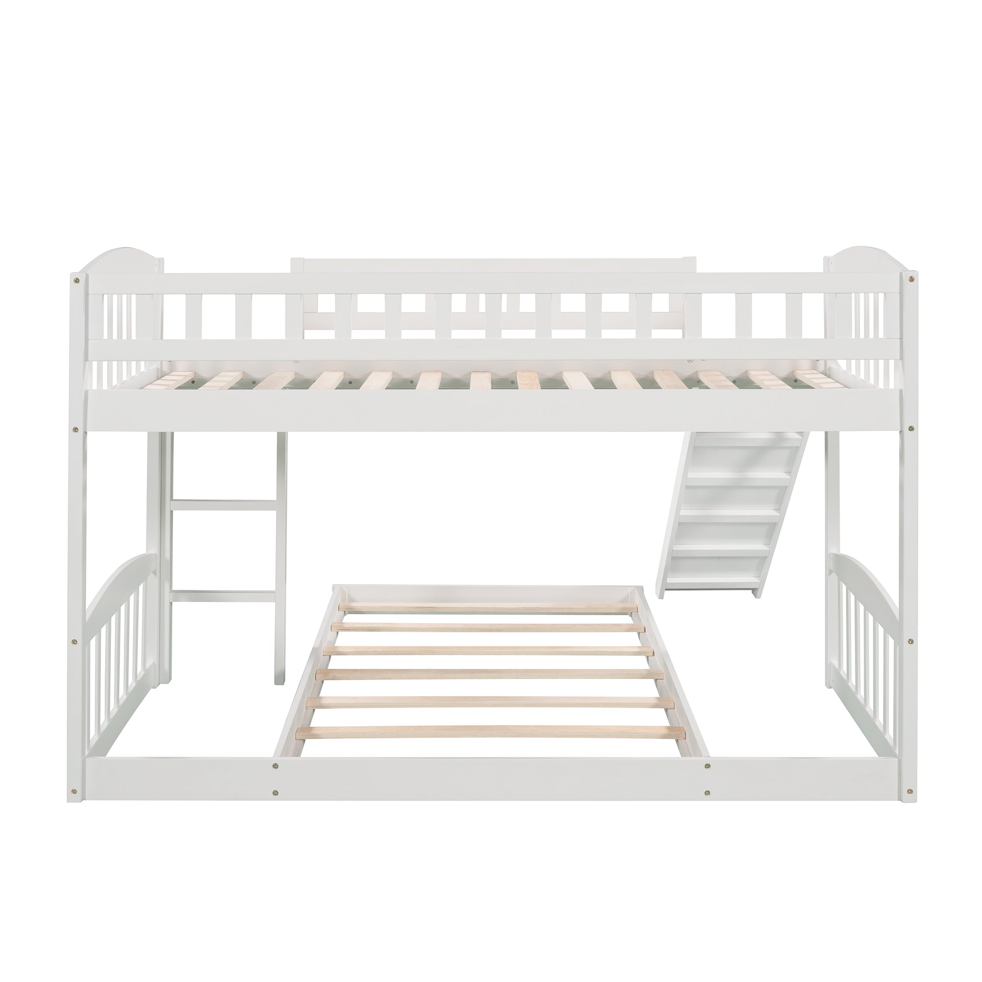 Twin Over Twin Bunk Bed with Slide and Ladder, White