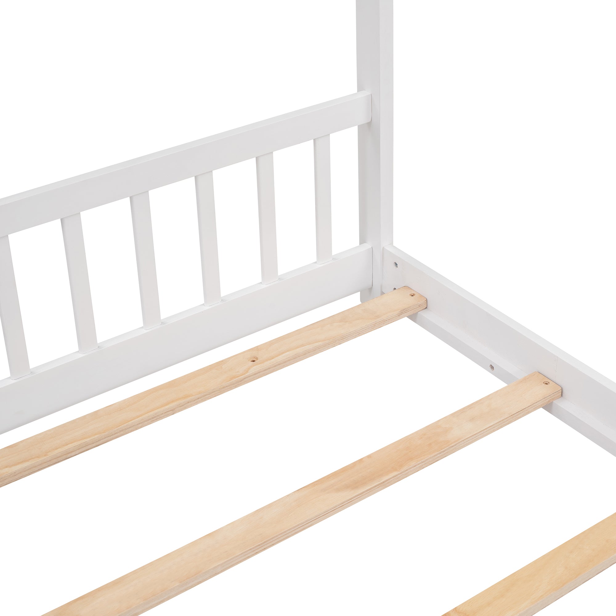 Full Size House Bed Wood Bed, White