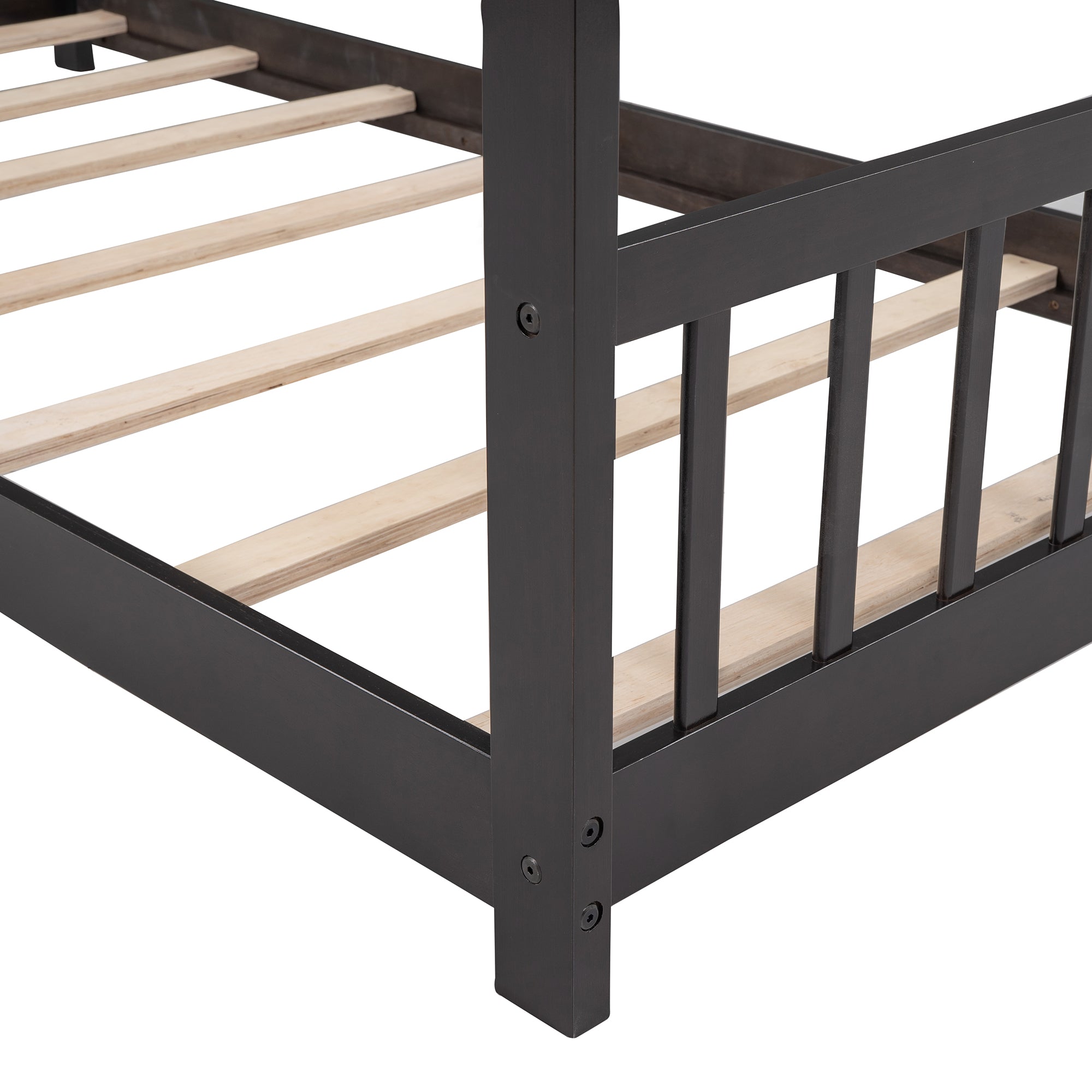 Twin Size House Bed Wood Bed, Espresso