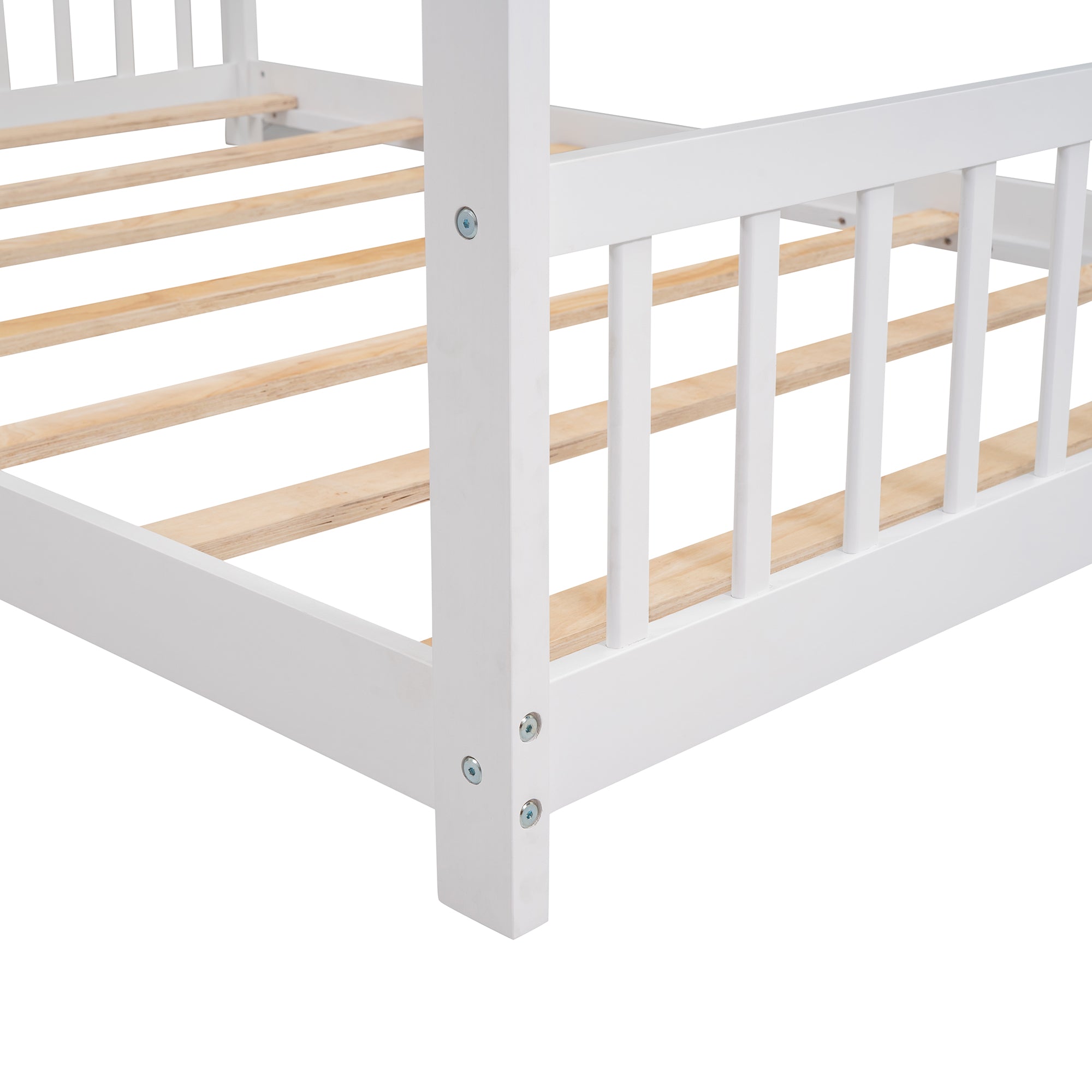 Full Size House Bed Wood Bed, White