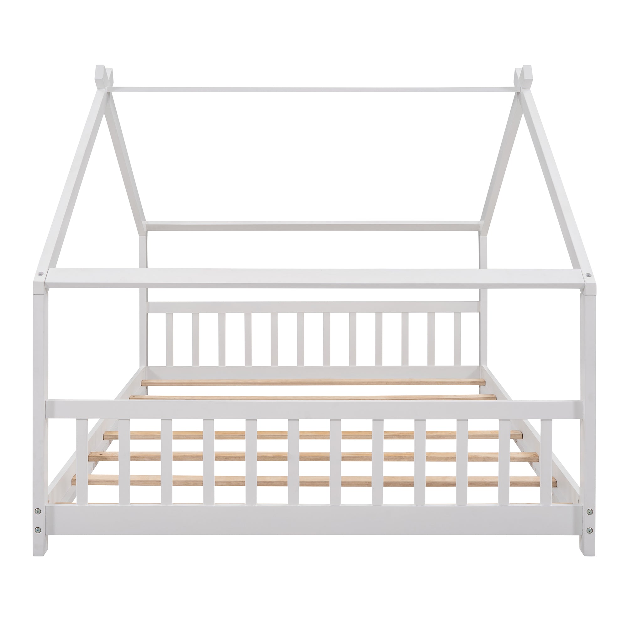 Full Size House Bed Wood Bed, White