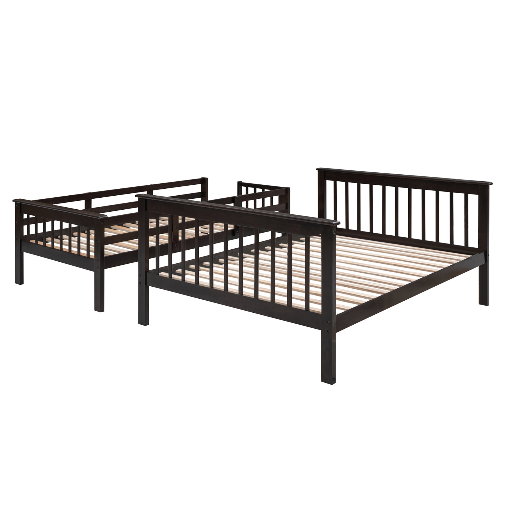 Stairway Twin-Over-Full Bunk Bed with Storage and Guard Rail for Bedroom, Espresso color