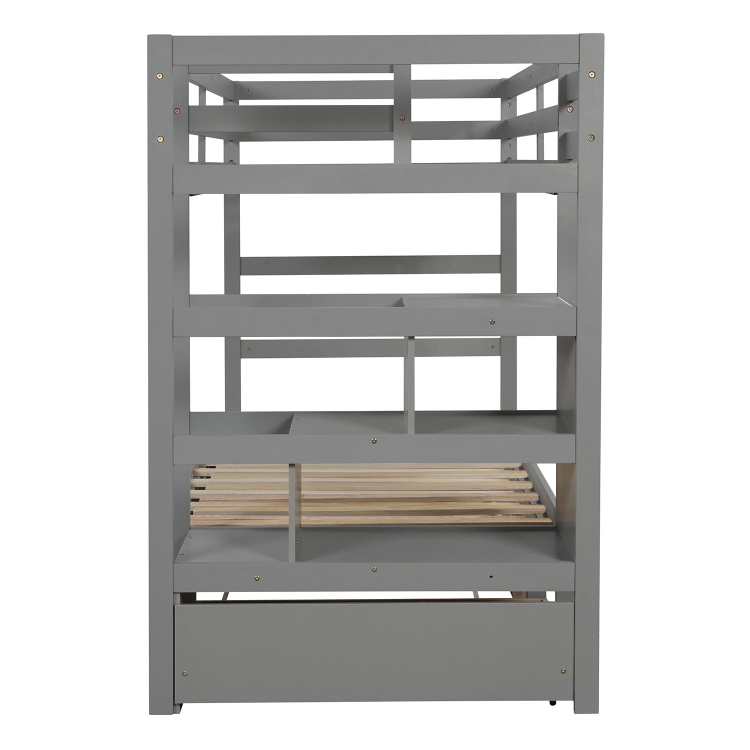 Twin over Twin/King (Irregular King Size) Bunk Bed with Twin Size Trundle, Extendable Bunk Bed   (Gray)