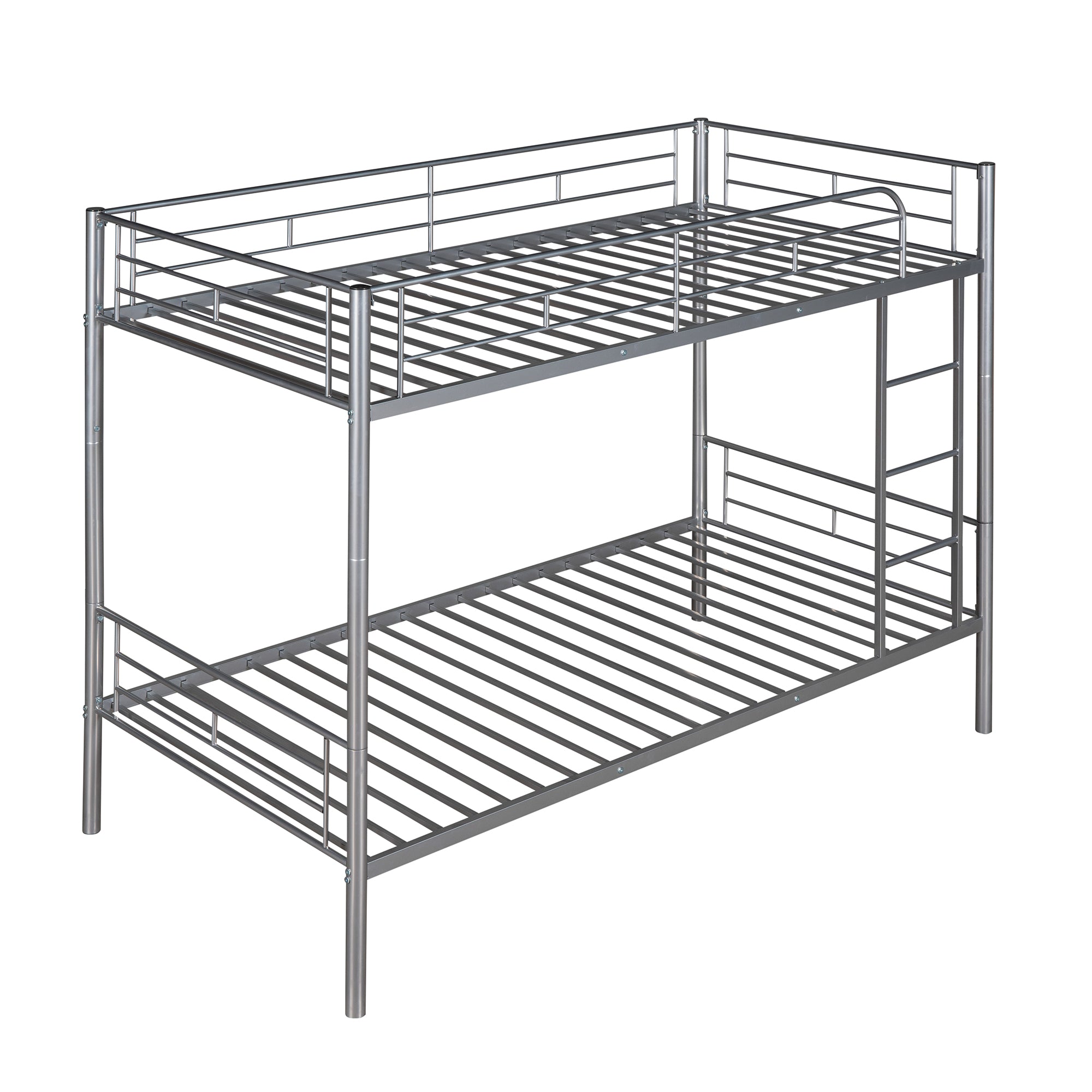 Twin Over Twin Metal Bunk Bed (Silver)