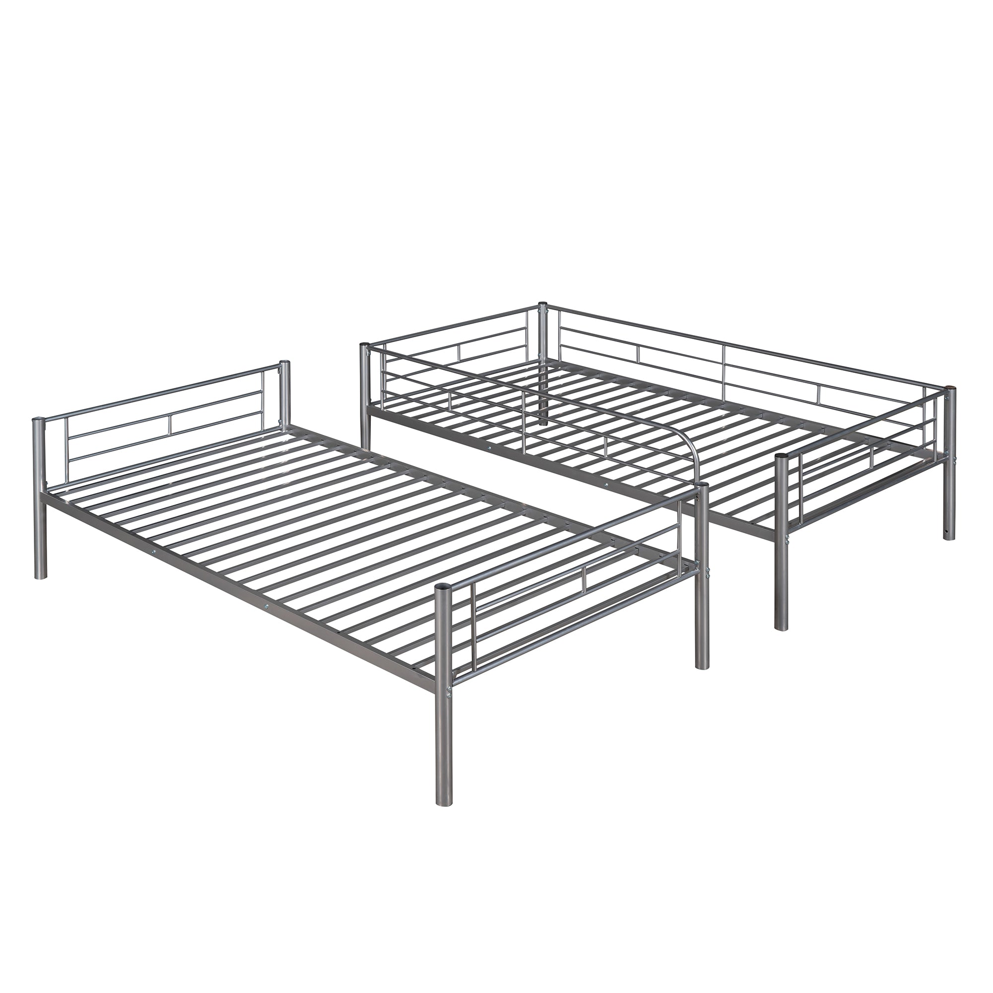 Twin Over Twin Metal Bunk Bed (Silver)