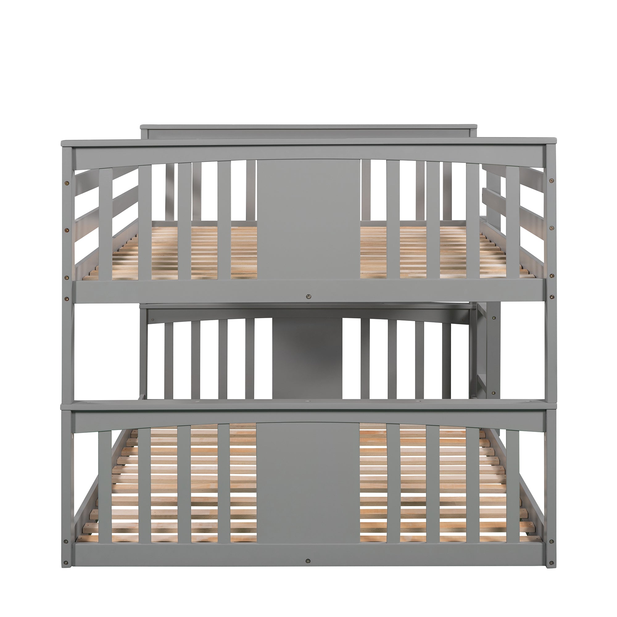 Full Over Full Bunk Bed with Ladder, Gray