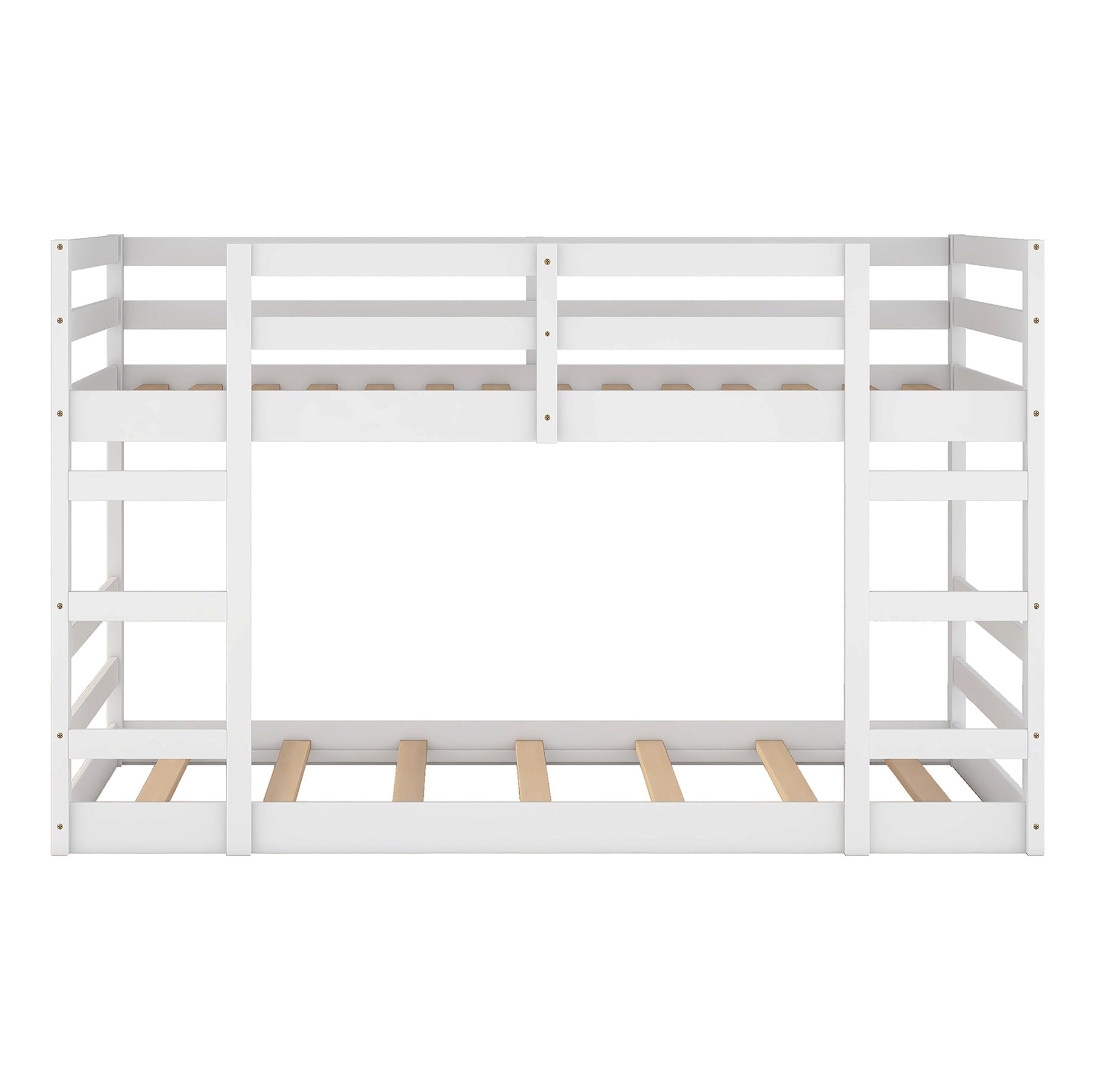 Twin Over Twin Bunk Bed with Ladder, White