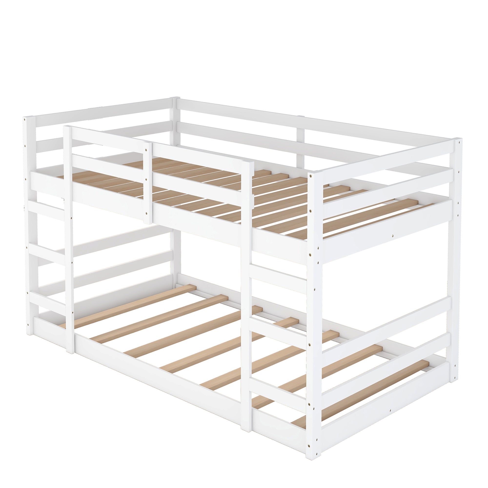 Twin Over Twin Bunk Bed with Ladder, White