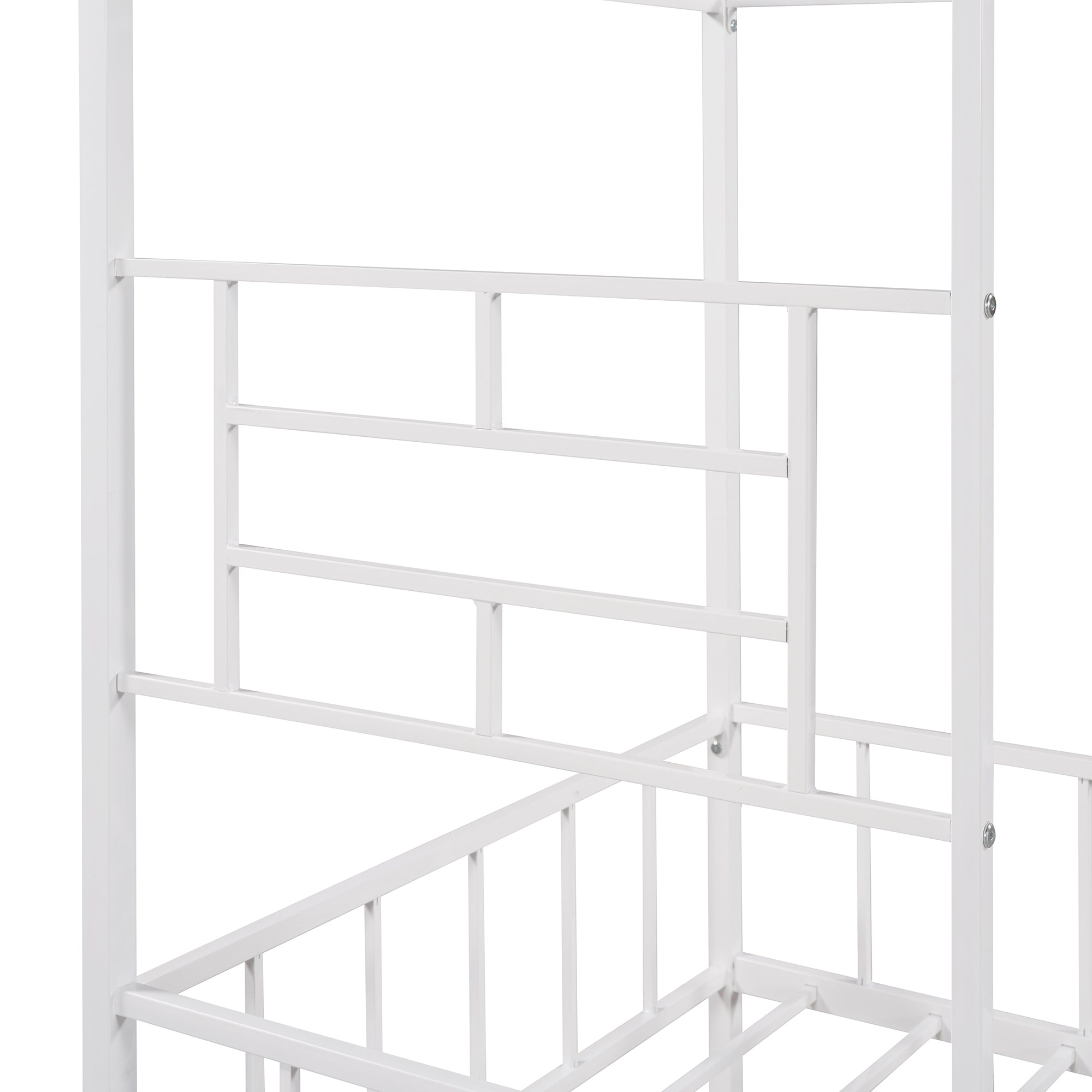 Metal House Bed Frame Twin Size with Slatted Support No Box Spring Needed, White